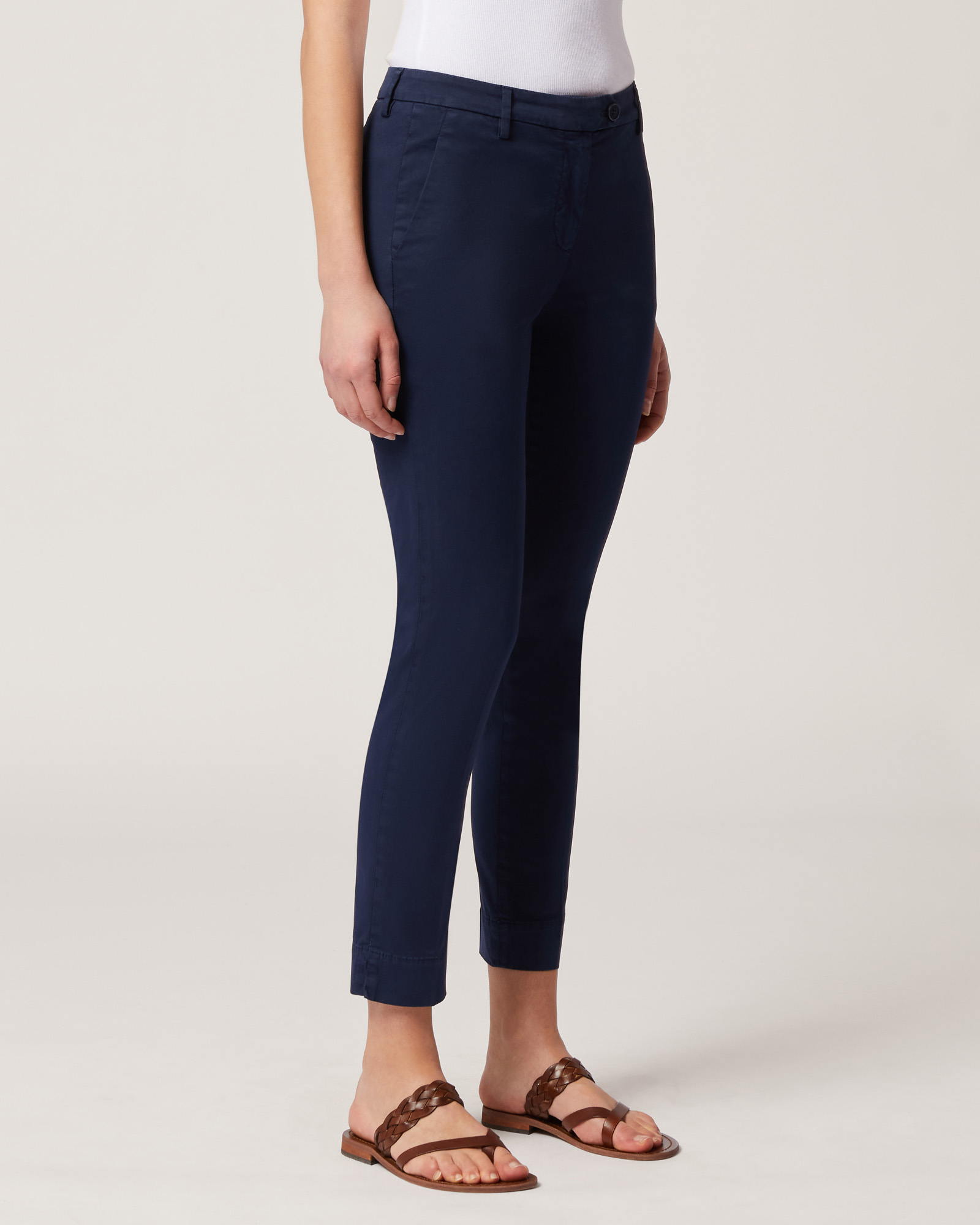 Stretch Cotton Chino Pants, Navy Blue, large
