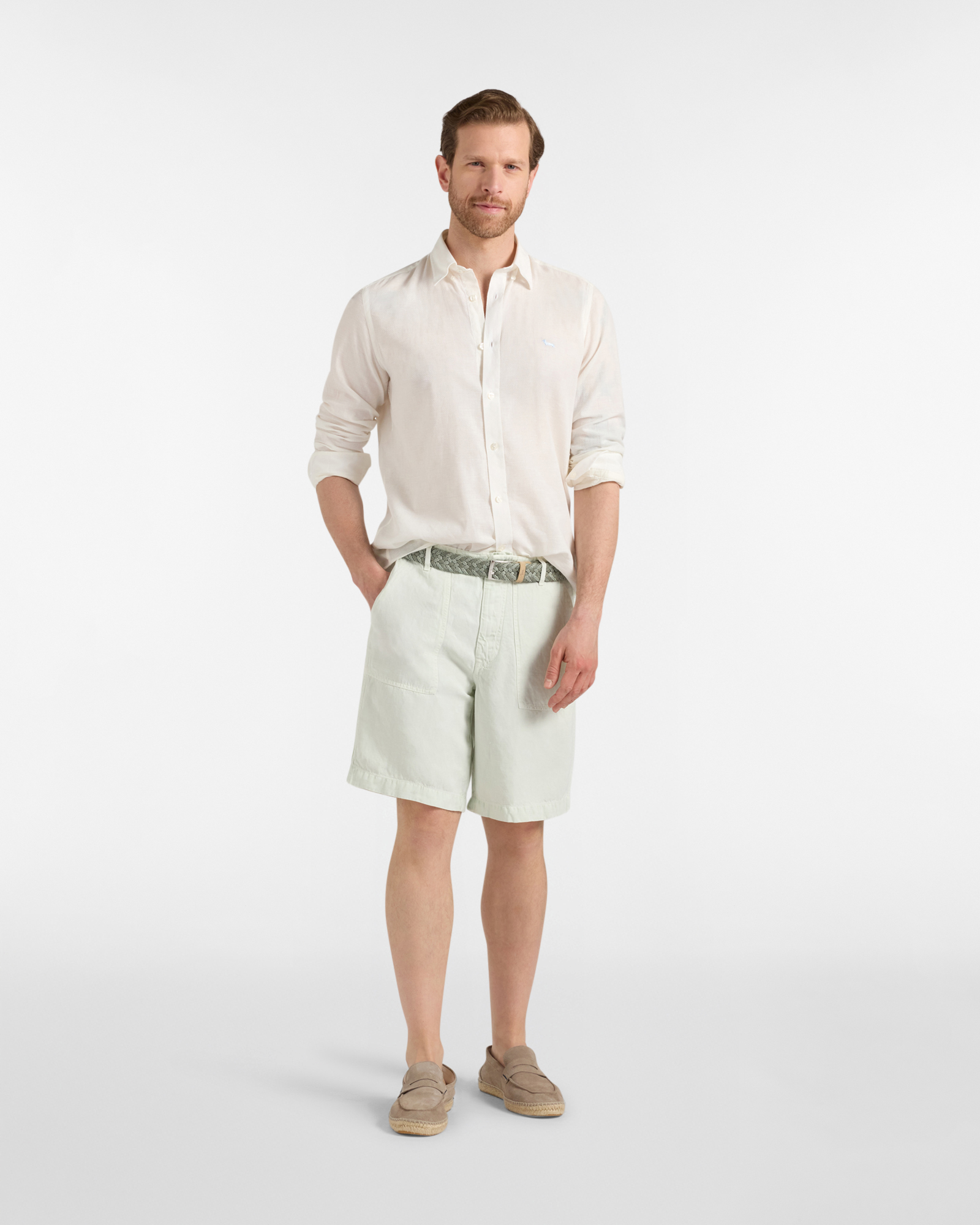 Men's Earth Dye capsule Bermuda shorts with fatigue pocket, Green, large image number 3