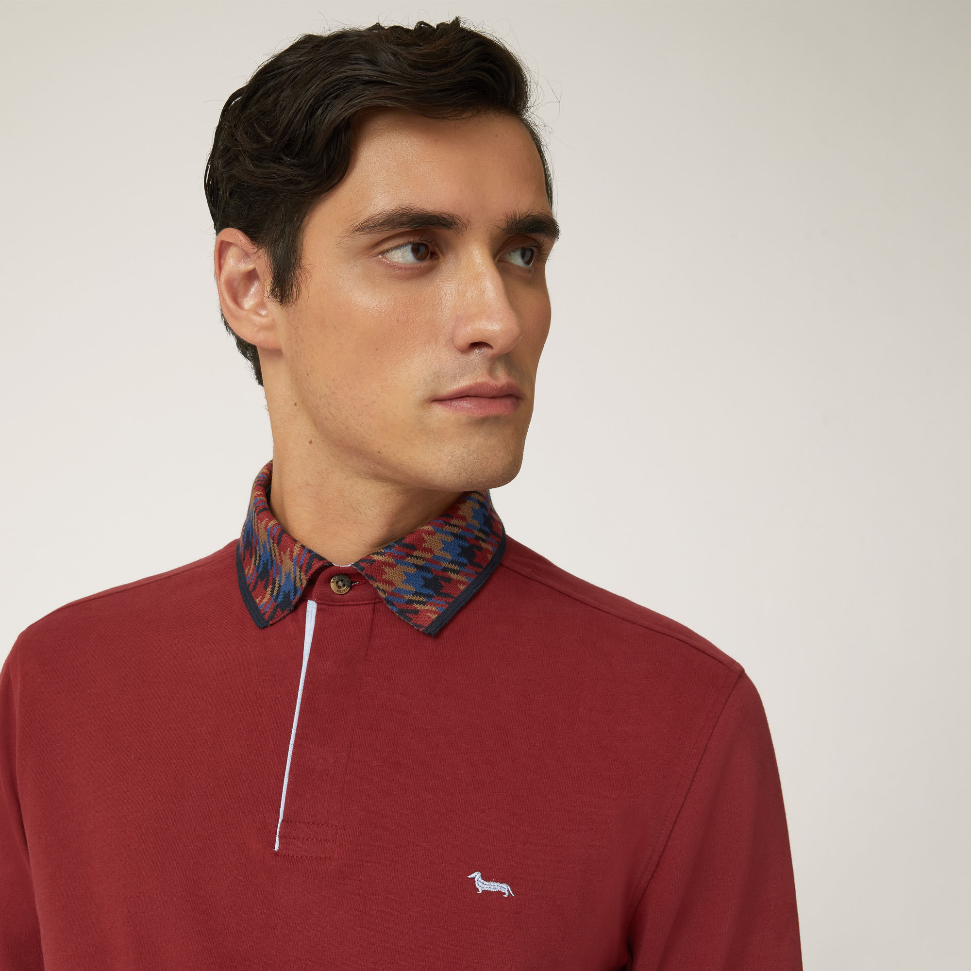 Vietri Long-Sleeved Polo Shirt With Contrasting Collar, Purple, large image number 2
