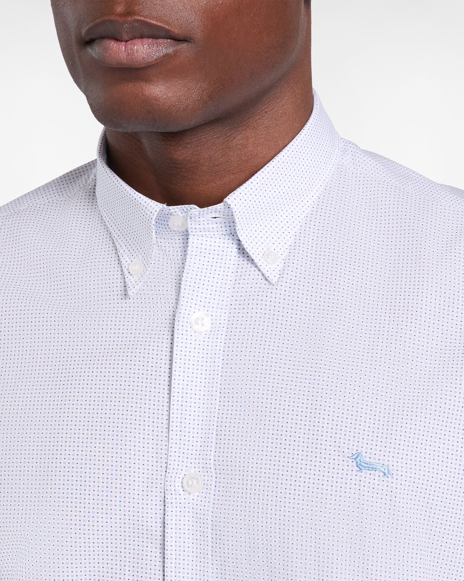 Camisa de Corte Ajustado con Microestampado, Celeste, large image number 1