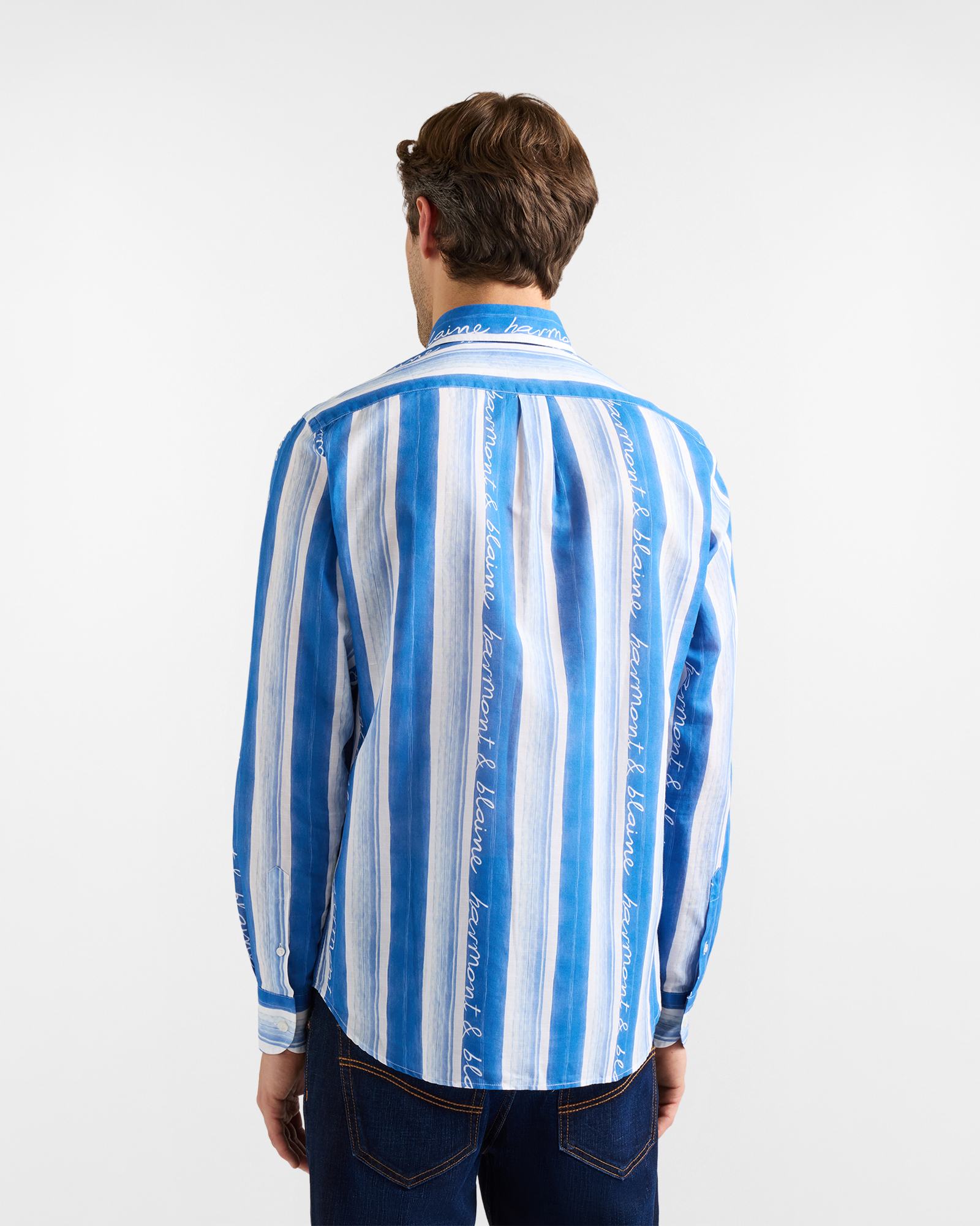 Camicia con righe e lettering logo, Celeste, large image number 1