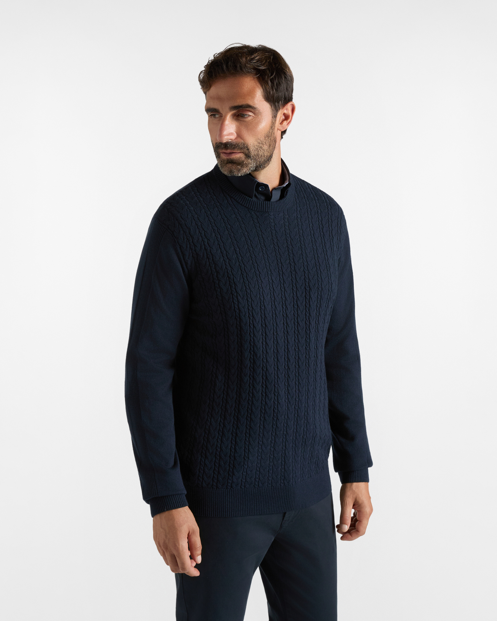 HBJ Men&rsquo;s Cardigan in a dark blue wool and cashmere blend