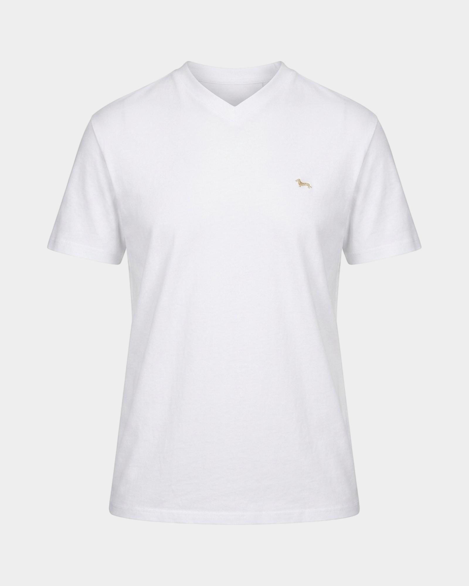Men's regular-fit V-neck T-shirt in 100% pure cotton, WHITE, large