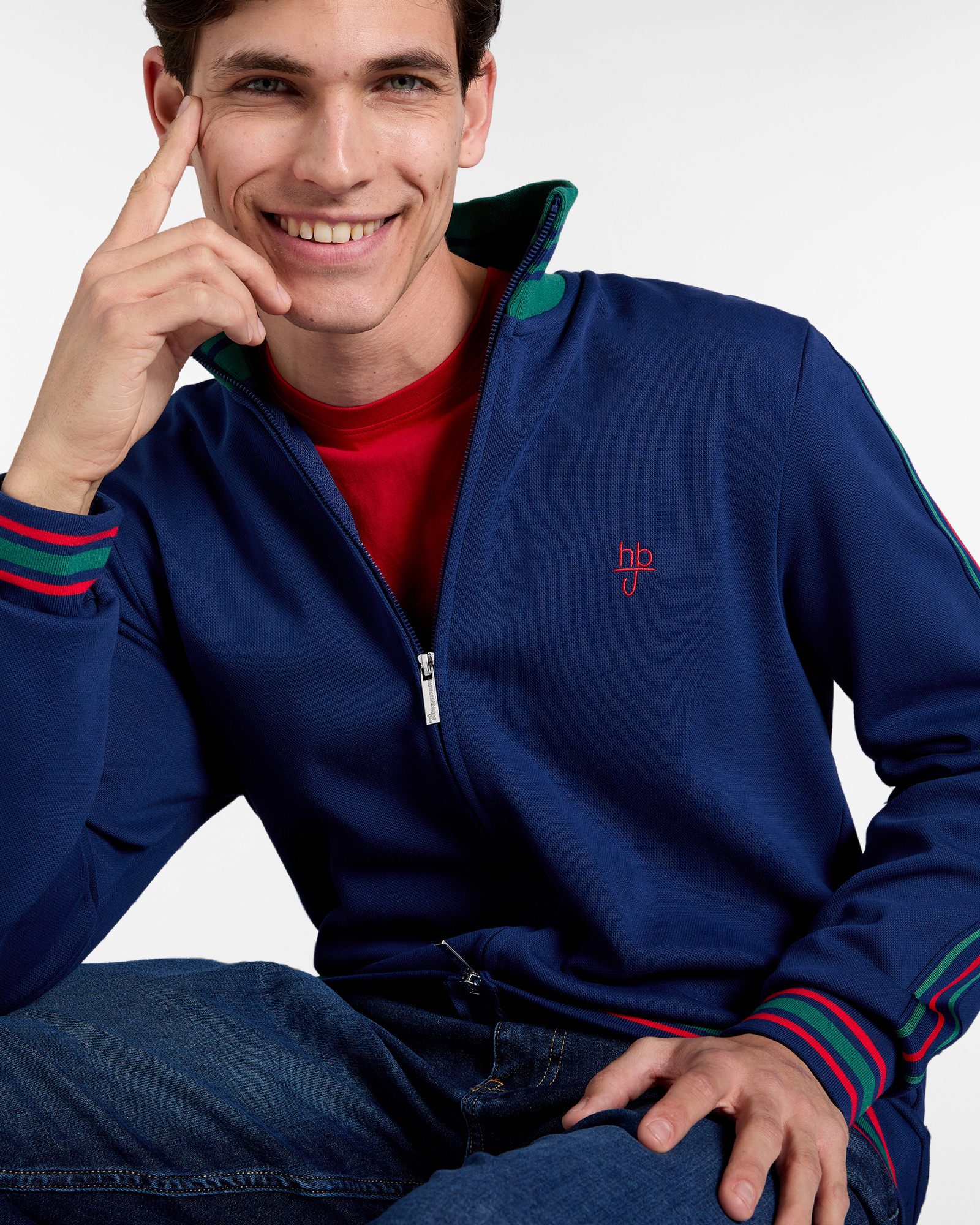 Felpa Uomo Full Zip in Piquet, Blu chiaro, large image number 2