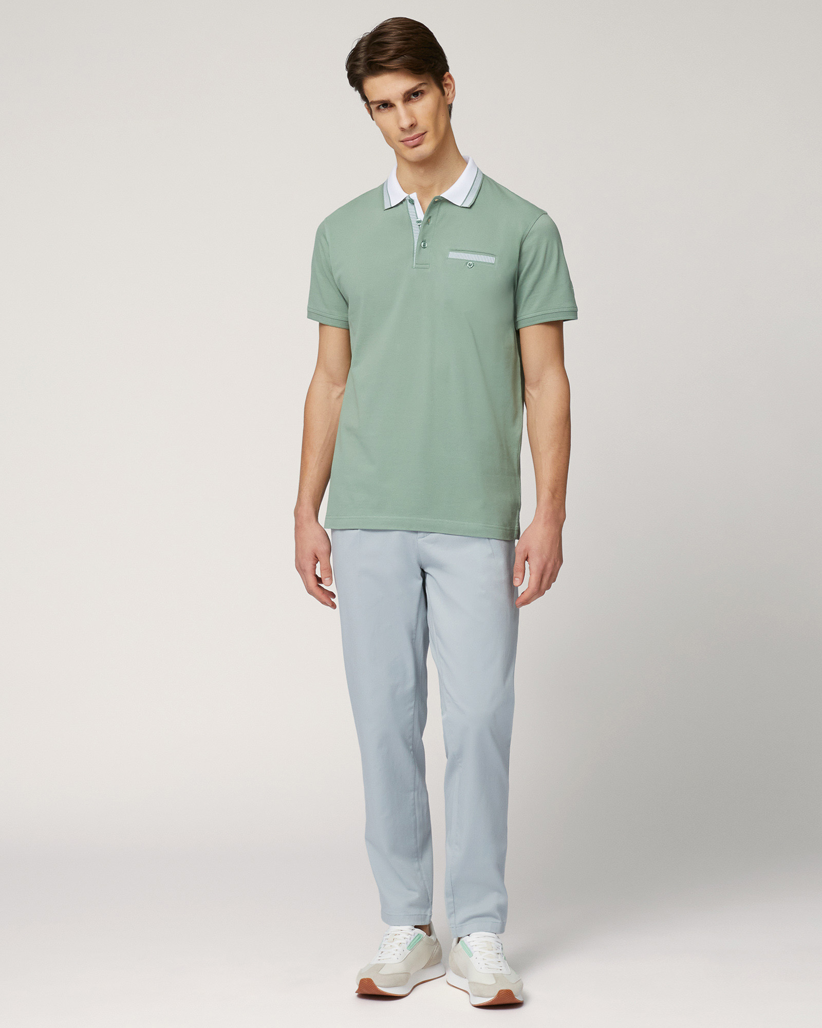 Polo with Contrasting Details, Moss Green, large image number 3