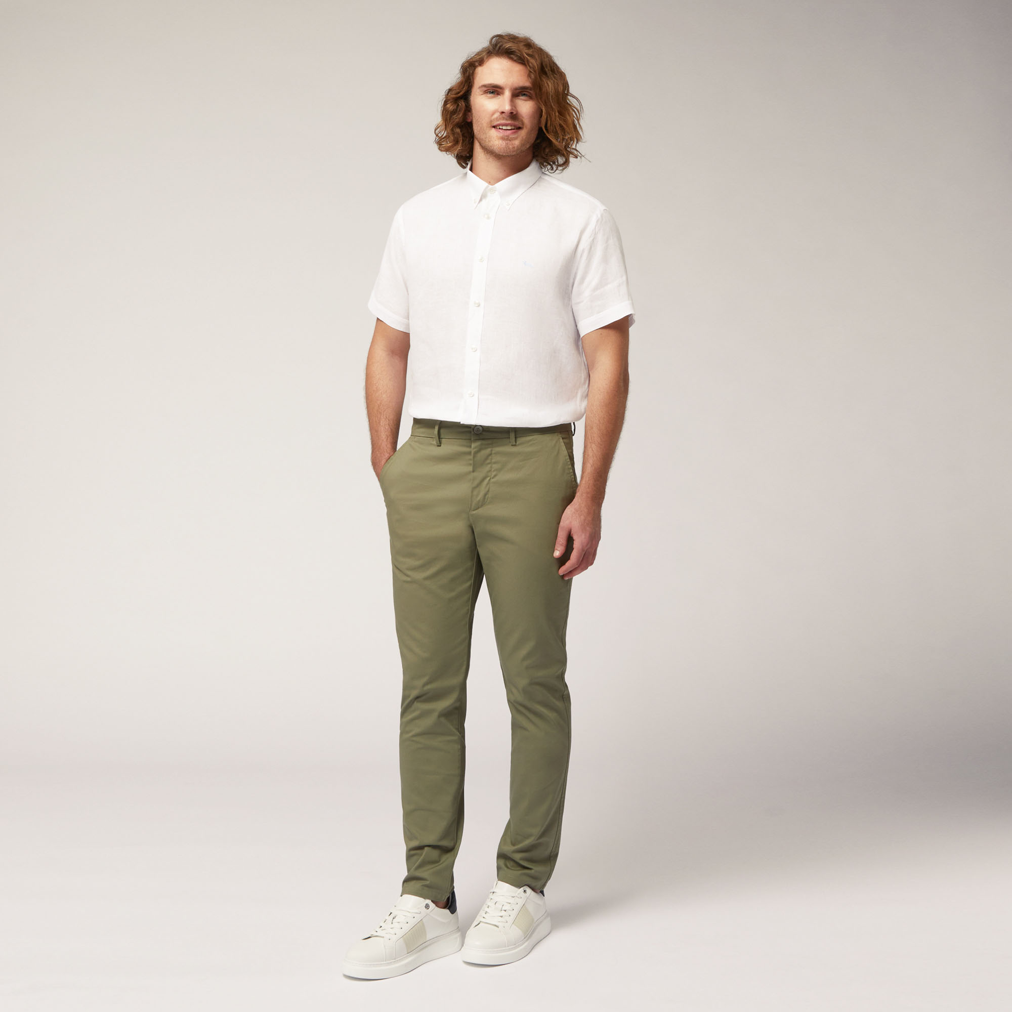 Narrow Fit Chino Pants, Green, large image number 3