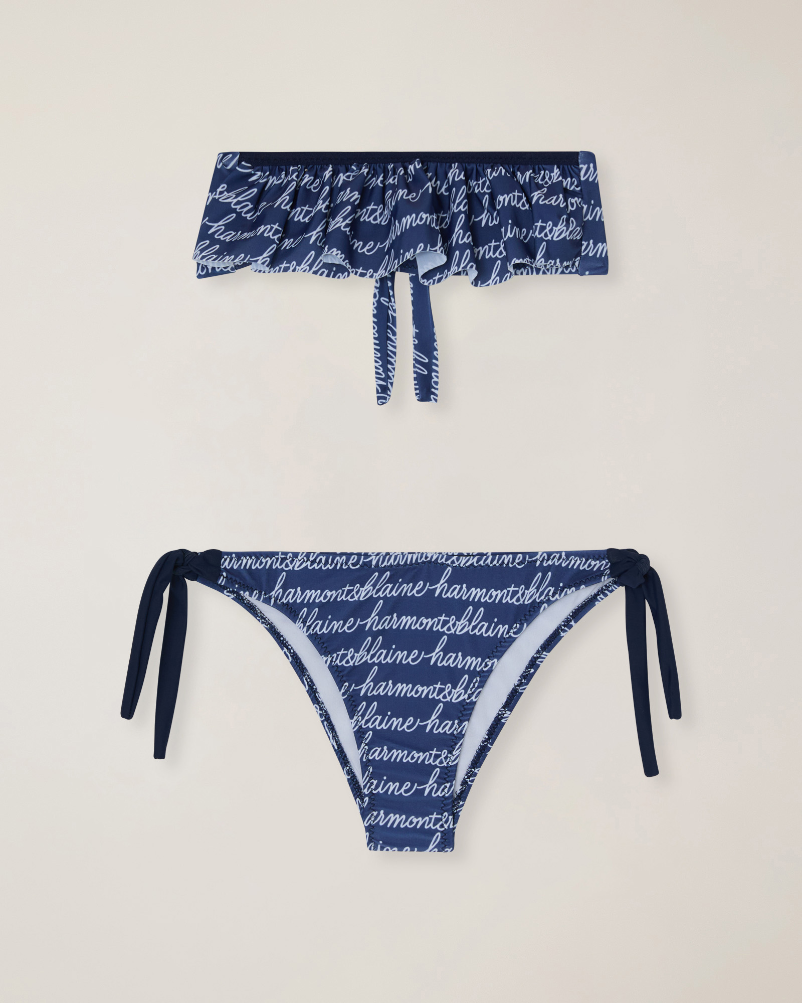 All-over logo print bikini, Navy Blue, large image number 0