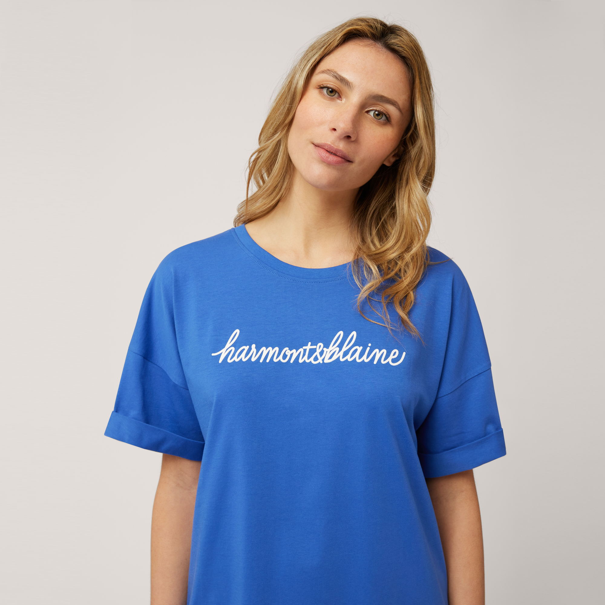 Cotton T-Shirt with Lettering, Light Blue, large image number 2