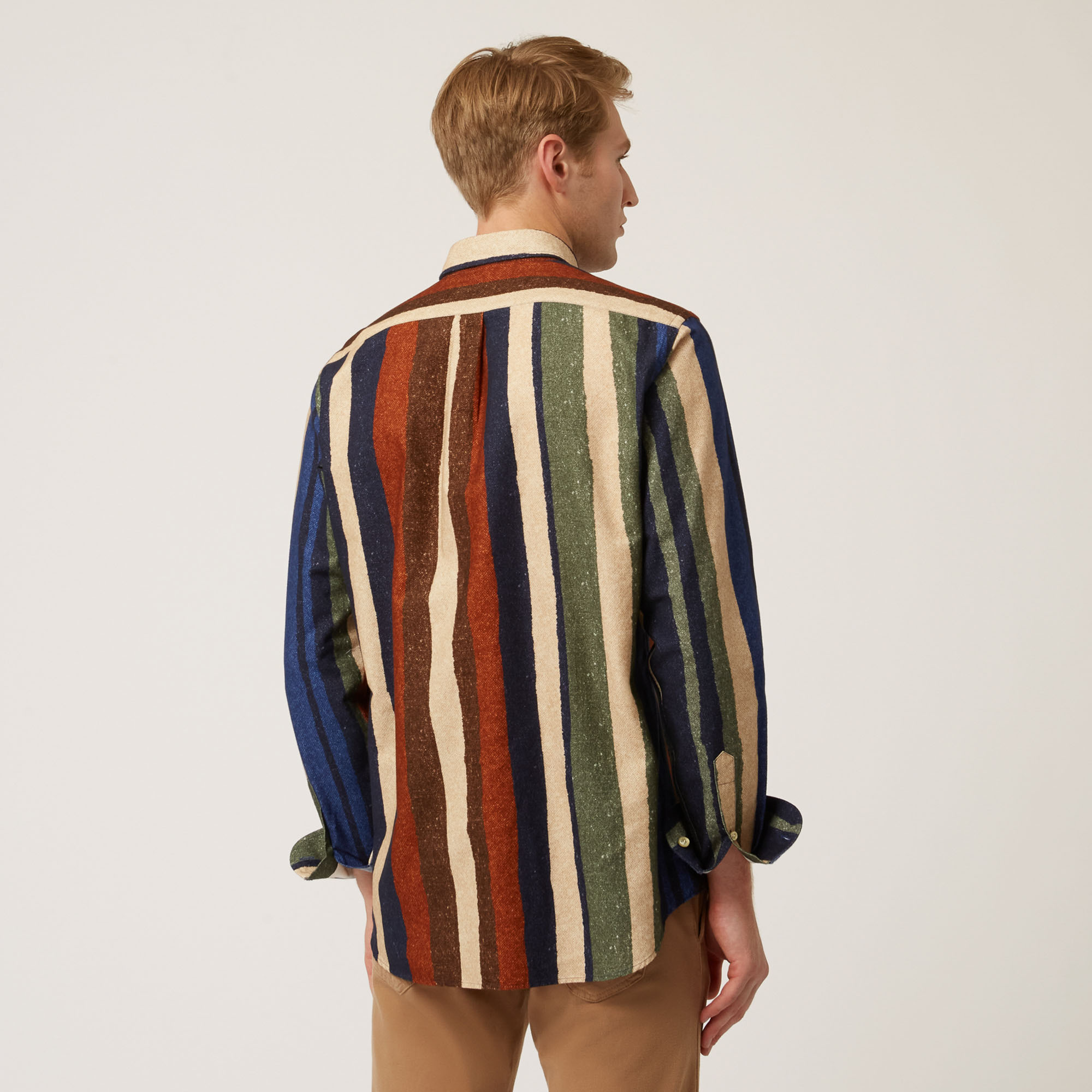 Camisa De Algod&oacute;n A Rayas, Azul, large image number 1