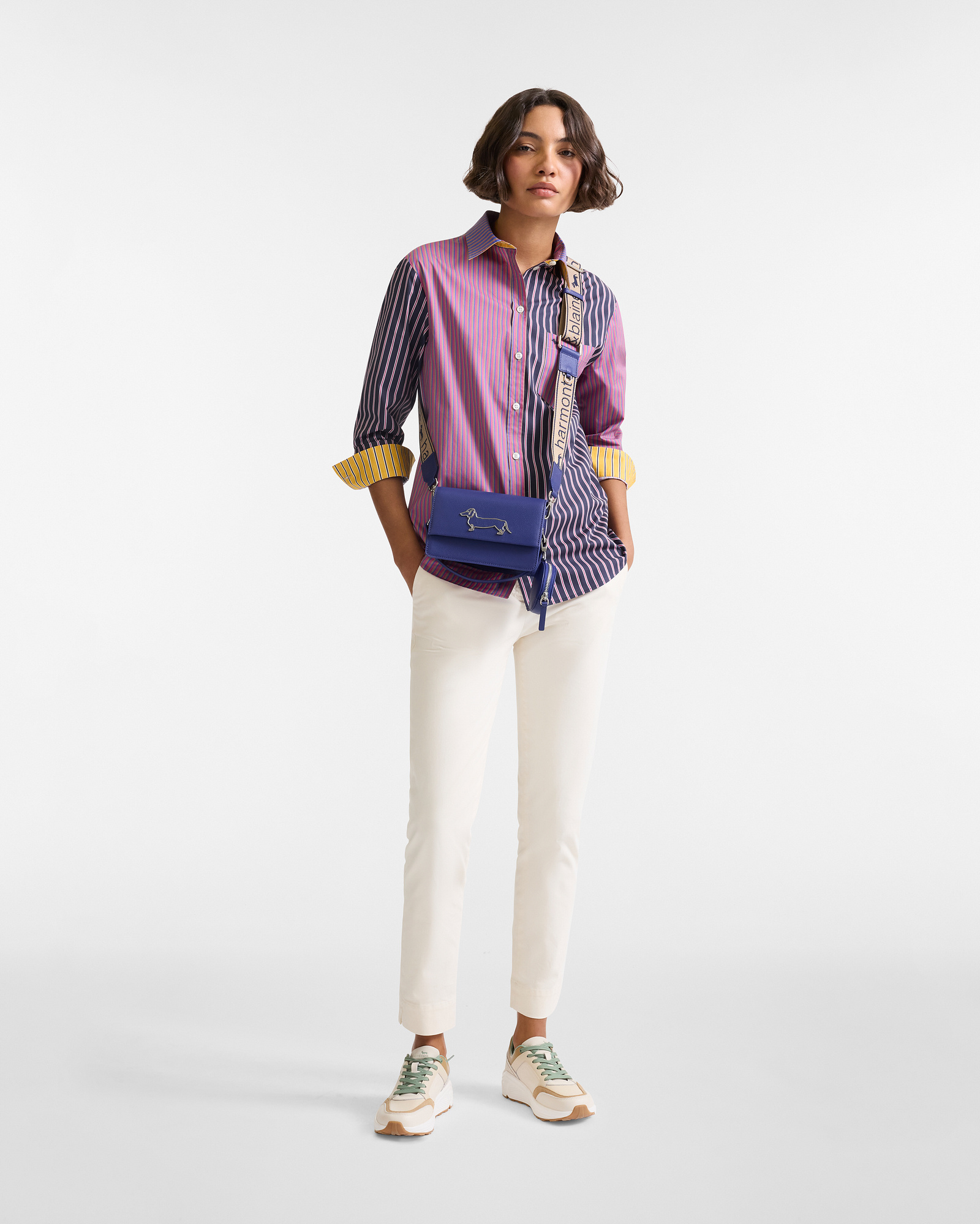 Camicia Patchwork In Cotone, Blu Navy, large image number 3