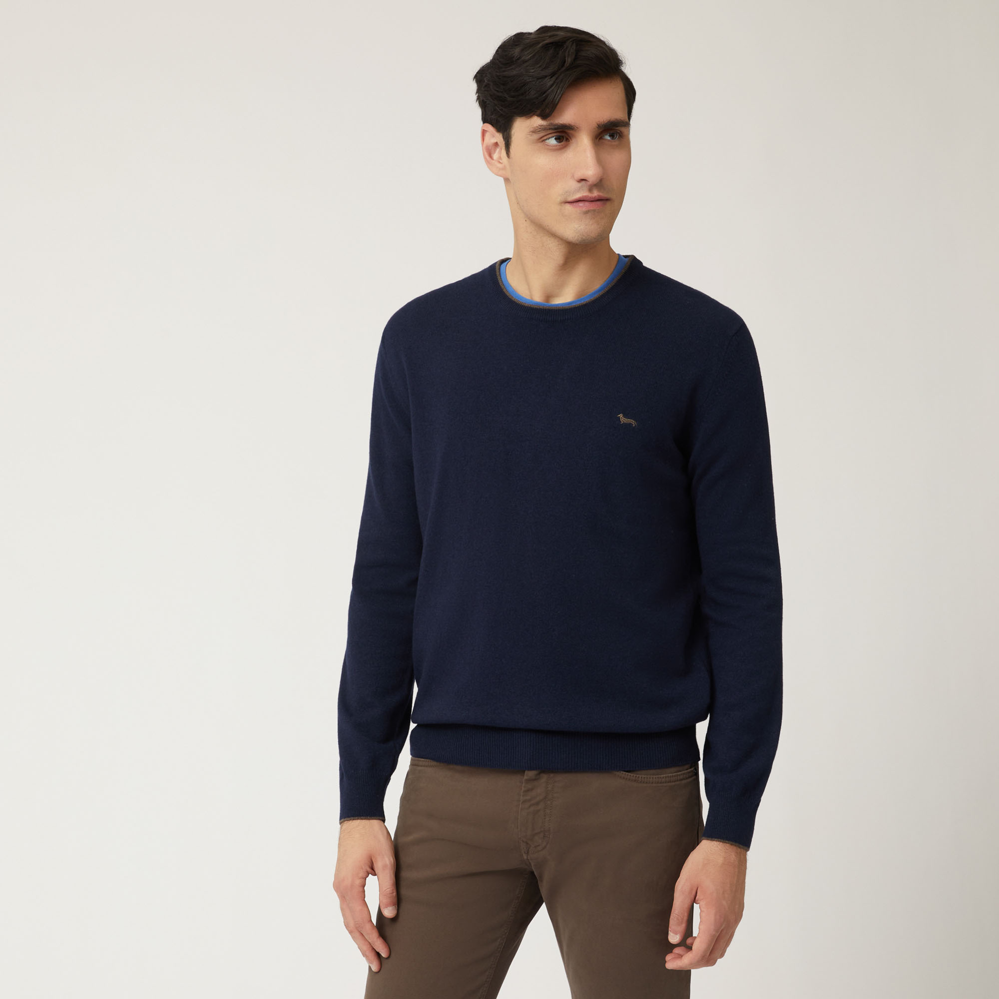 Pullover Girocollo In Lana E Viscosa, Blu Chiaro, large image number 0