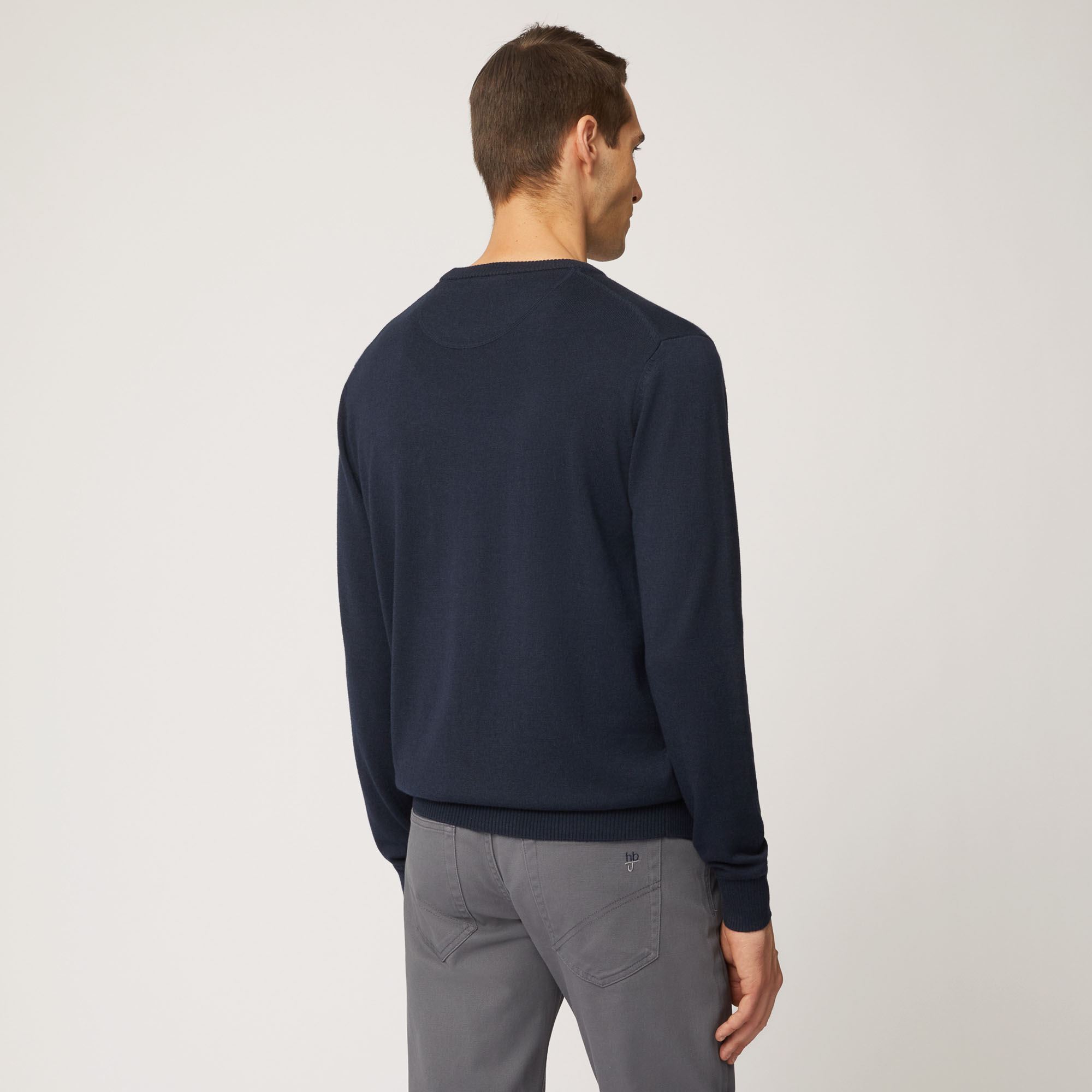 Pullover Girocollo In Misto Lana Con Taschino, Light Blue, large image number 1