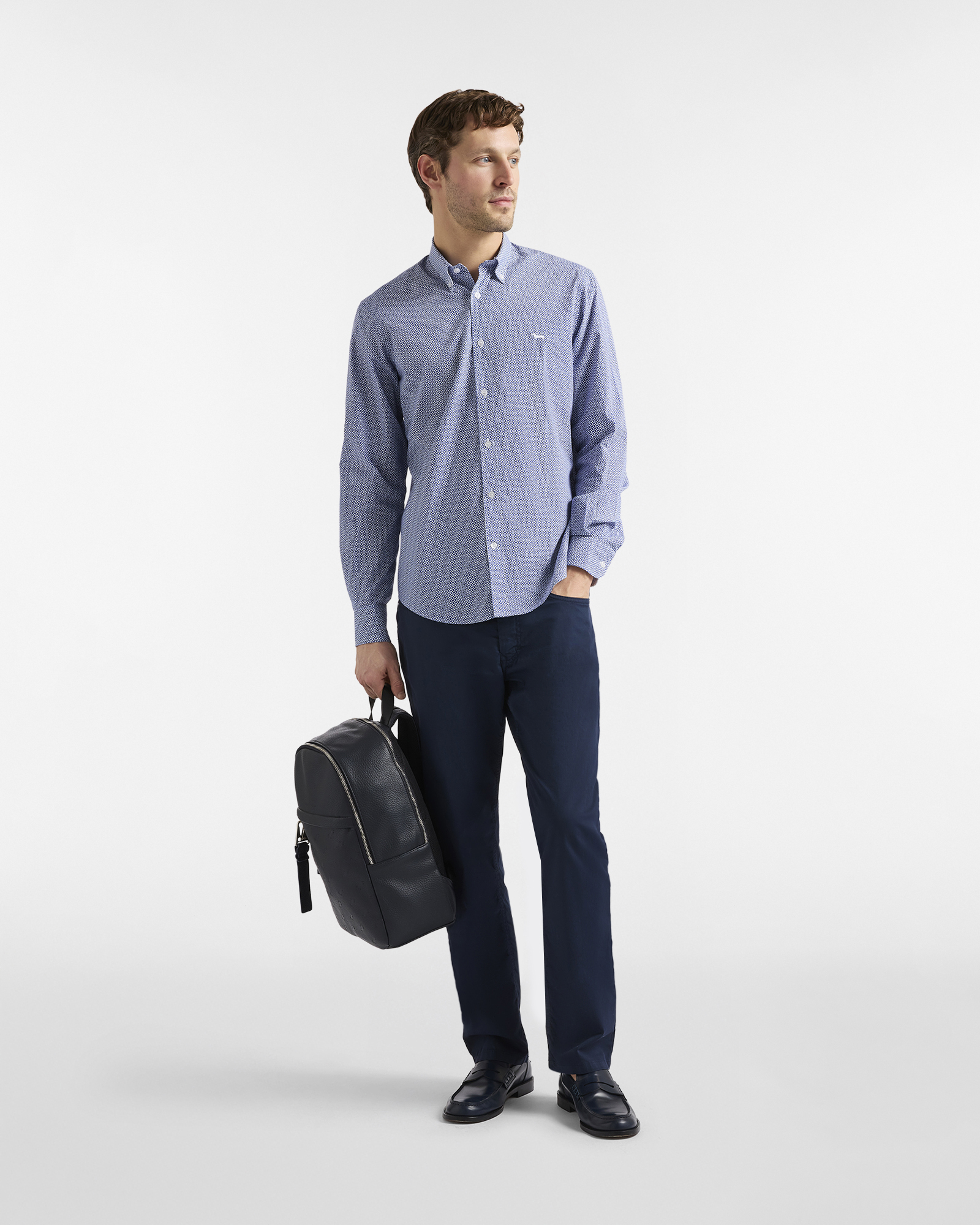 Chemise &agrave; micro-imprim&eacute; coupe classique, Bleu, large image number 3