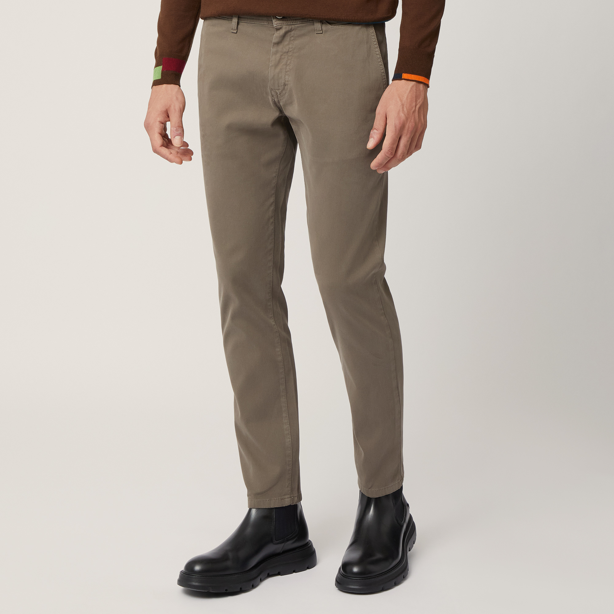 Colorfive Narrow Fit Pants, Brown, large