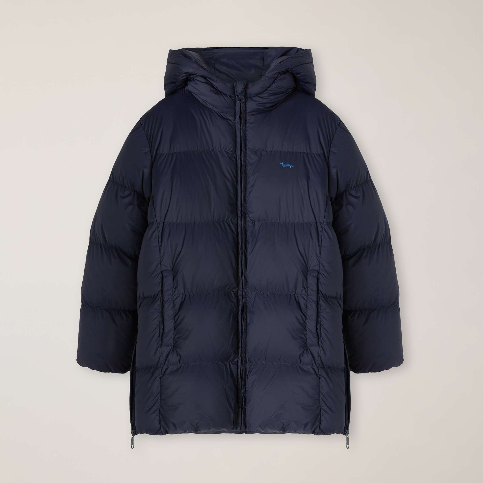 Long Hooded Jacket In Matte Effect Nylon