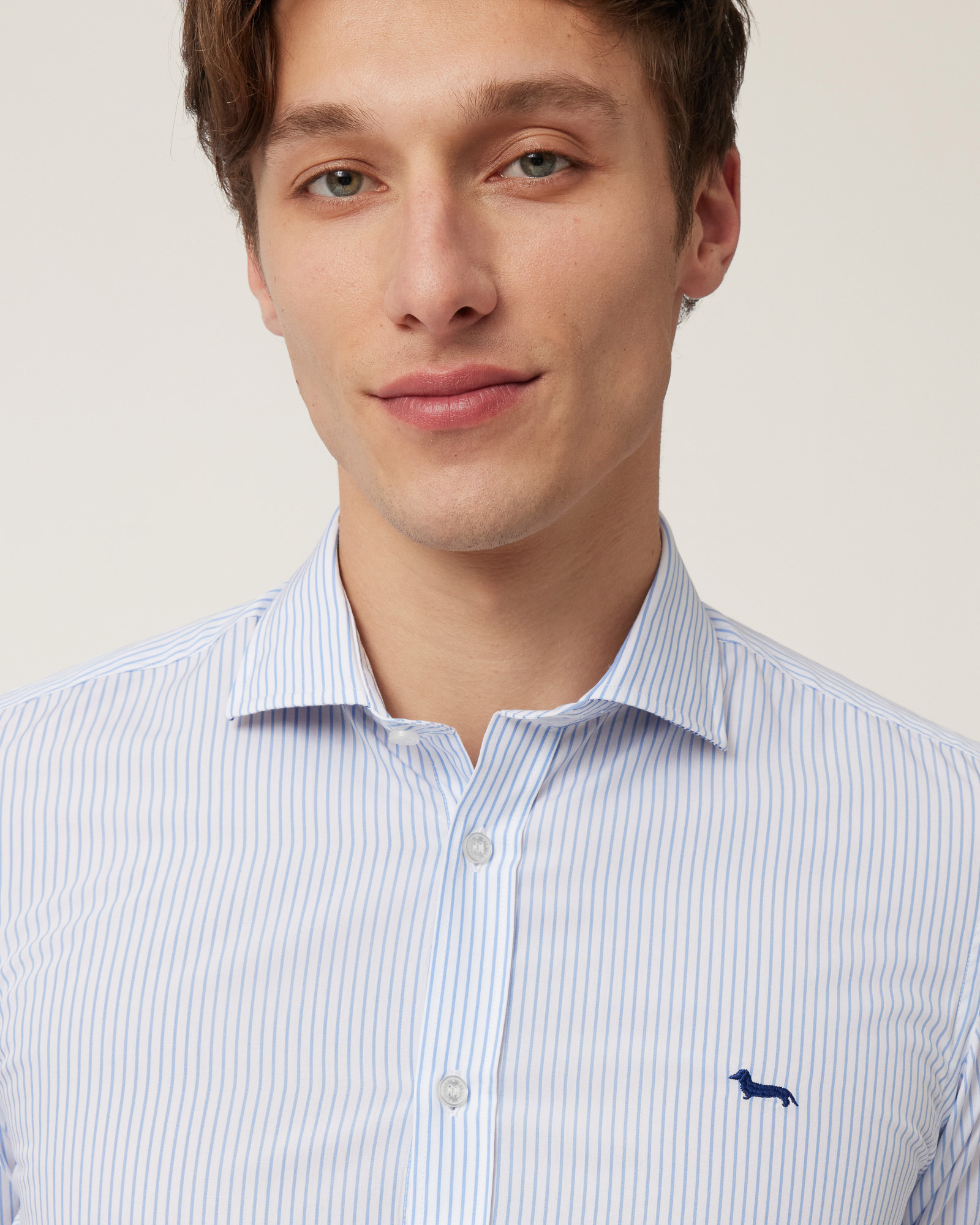 Camicia Rigata In Puro Cotone, Blu Sky, large image number 2