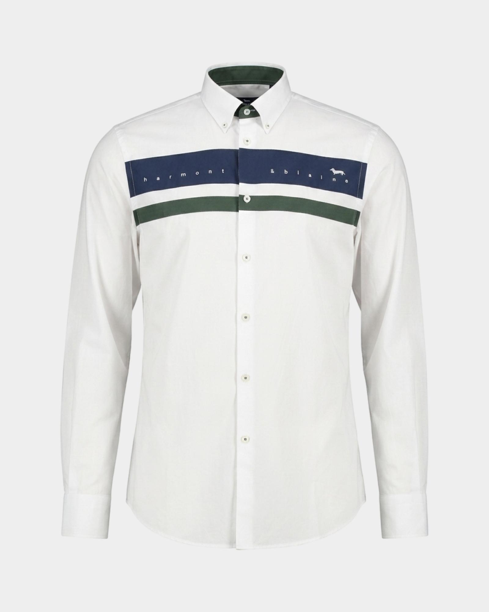 Men's regular-fit  peach poplin shirt with logo, WHITE, large