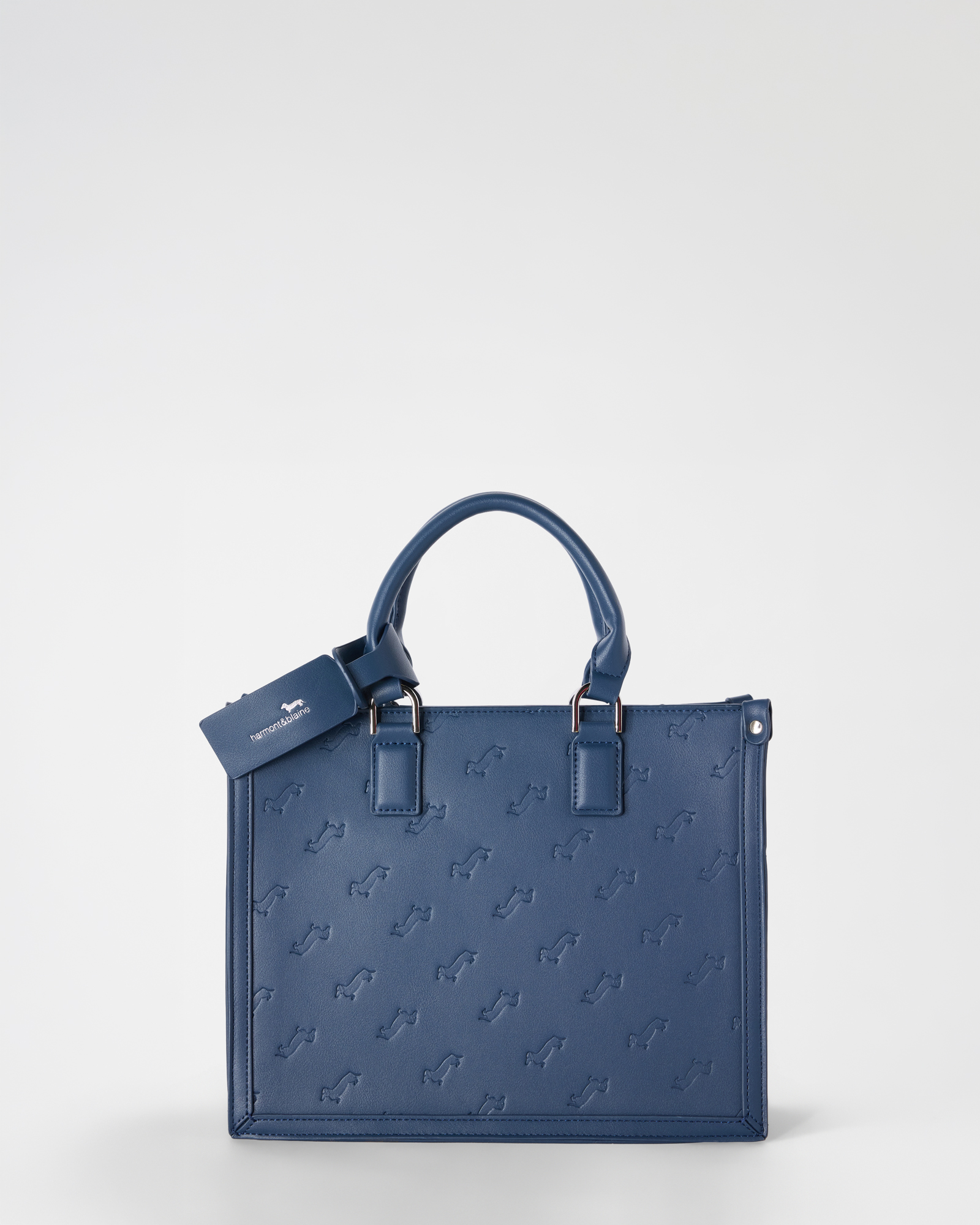 Women's dark blue handbag with all-over dachshund print