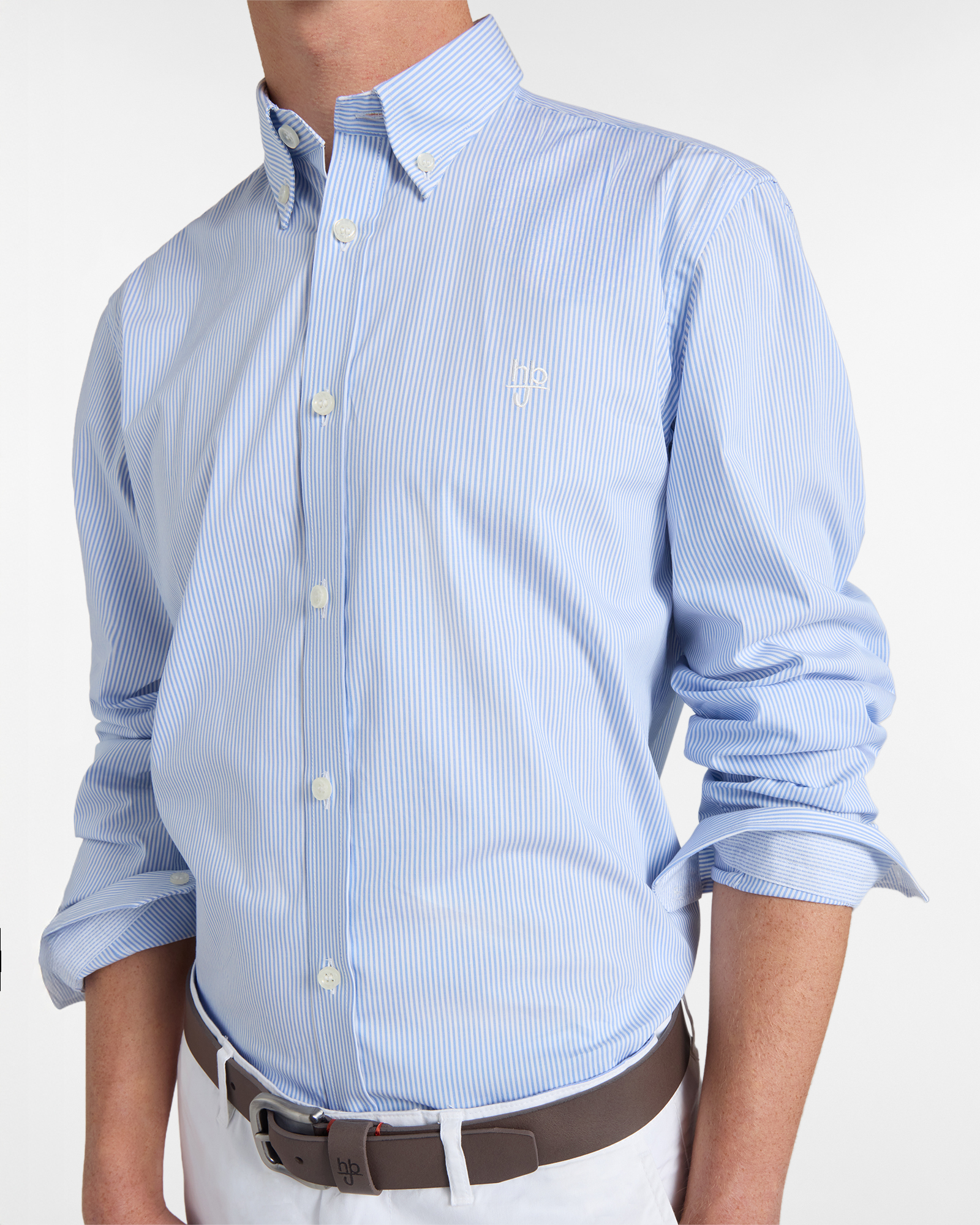 Camicia Uomo a Righe Narrow Fit, Celeste, large image number 2