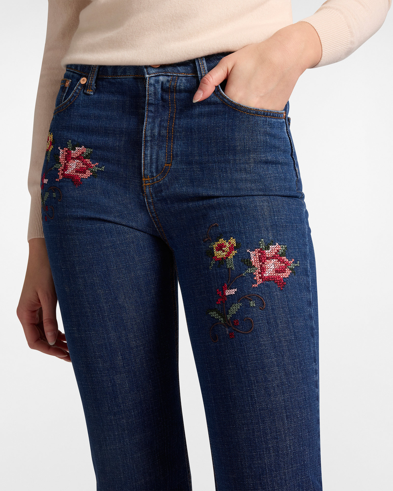 Jeans with Embroidery from the Capsule Artigianalità a Colori, Denim Blue, large image number 2