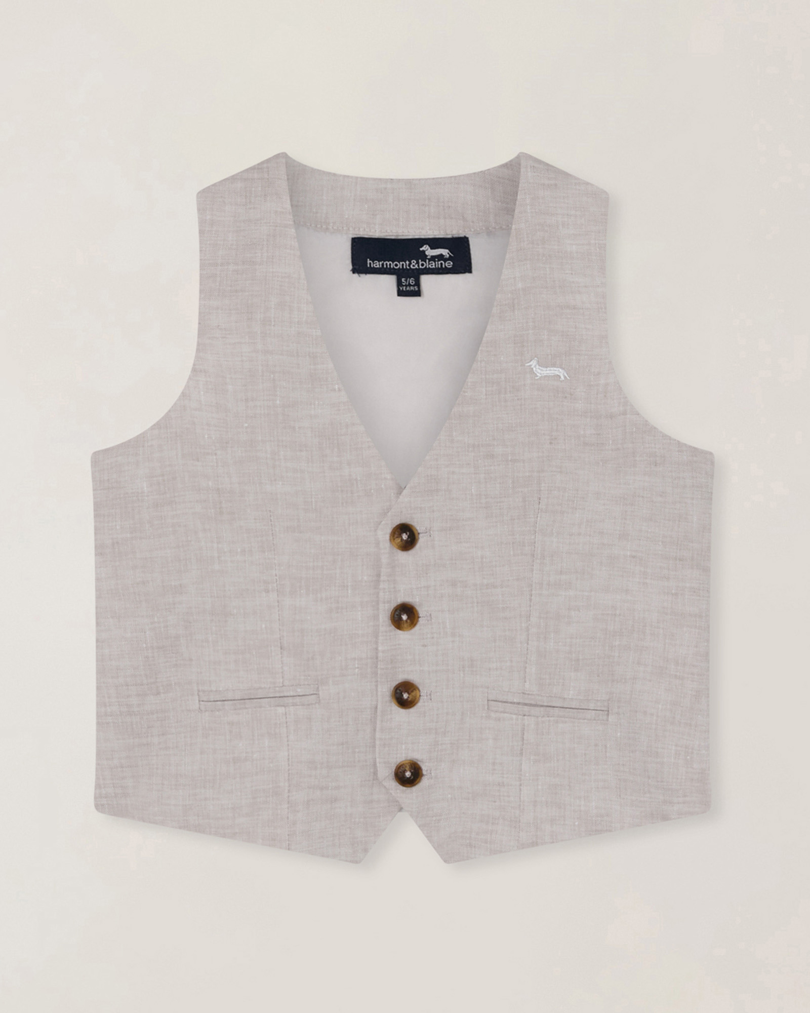 Gilet in lino con ricamo logo