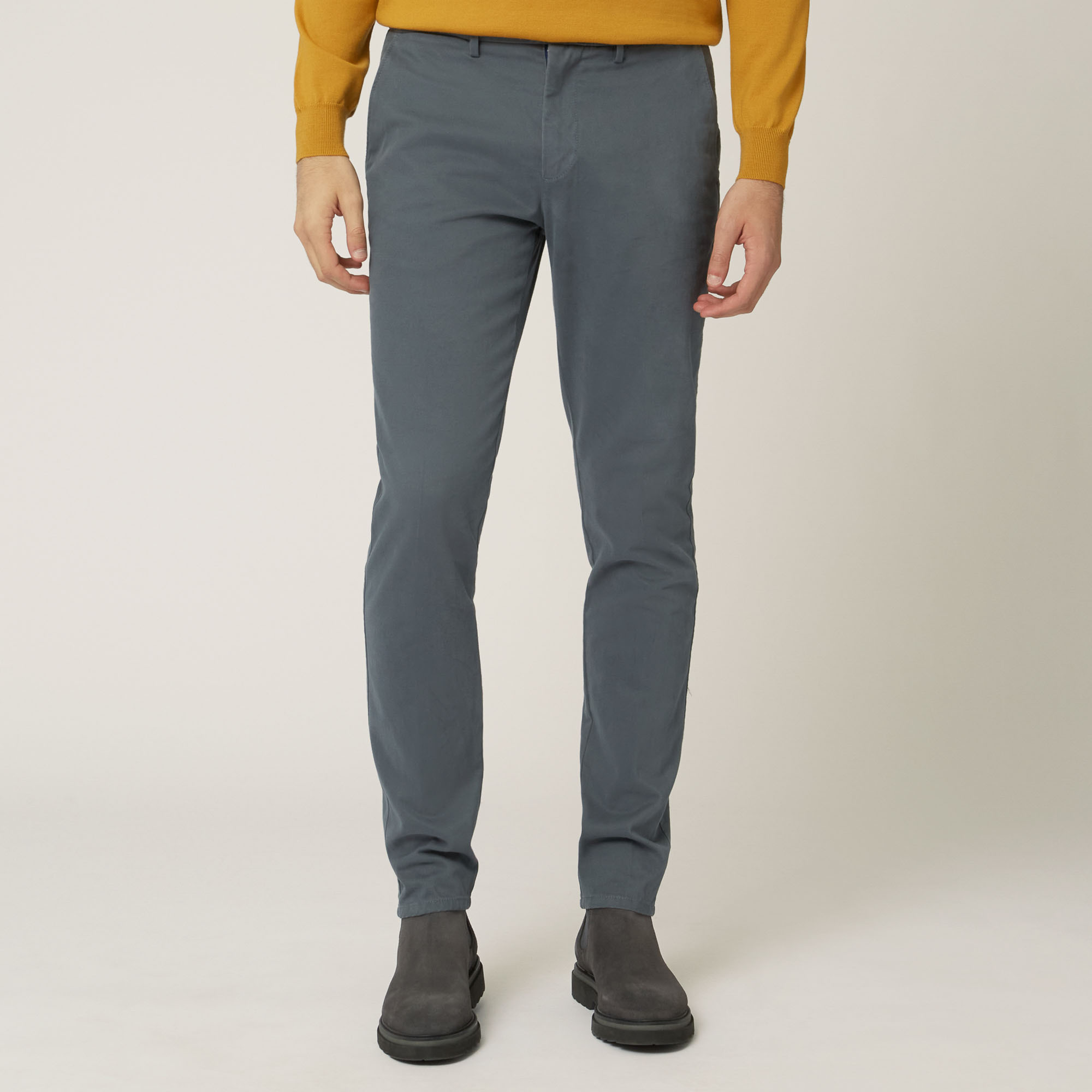 Pantalone Chino In Cotone Stretch Progetto Prisma, Grigio, large image number 0