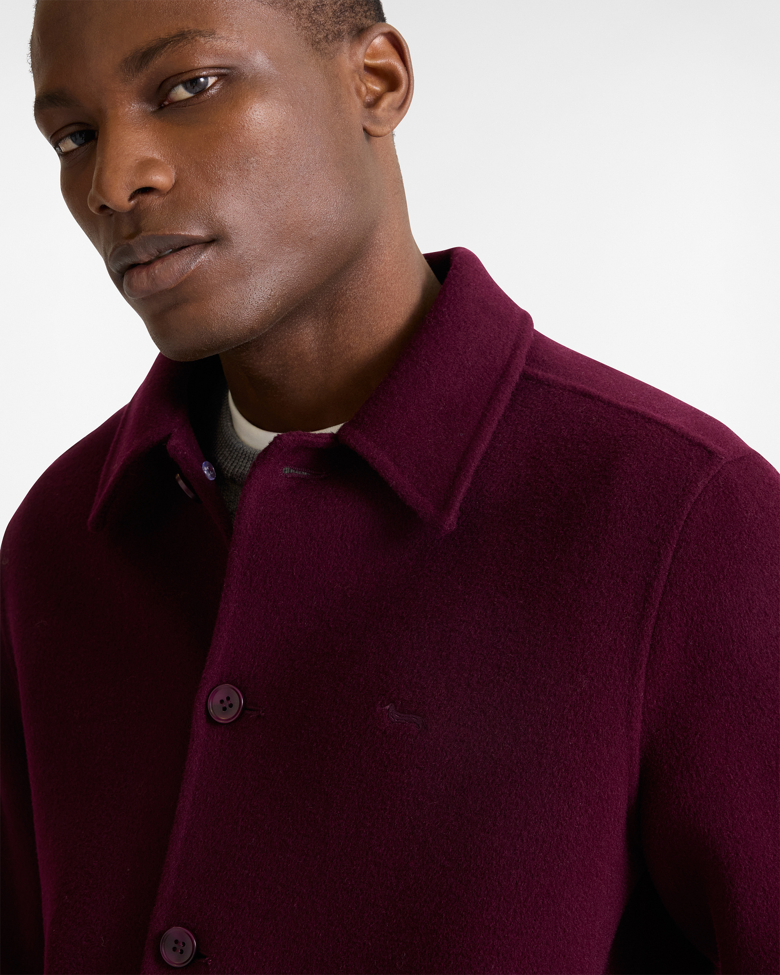 Wool Overshirt, Dark Red, large image number 2