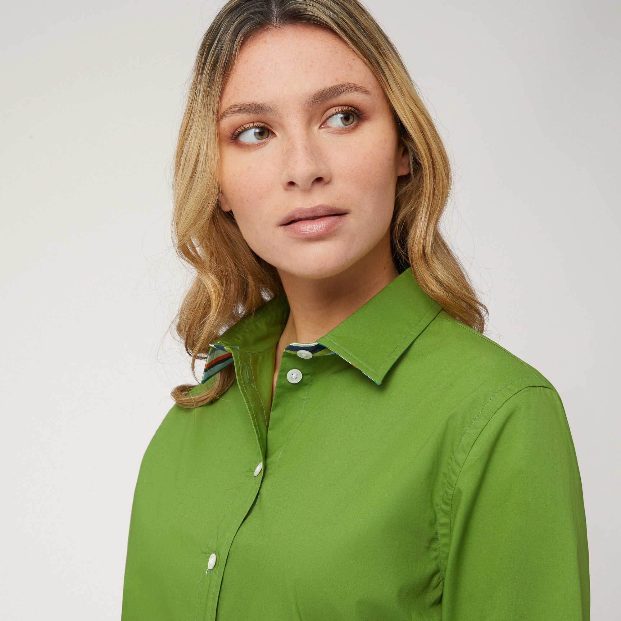 Shirt with Contrasting Inner Detail, Green, large image number 2