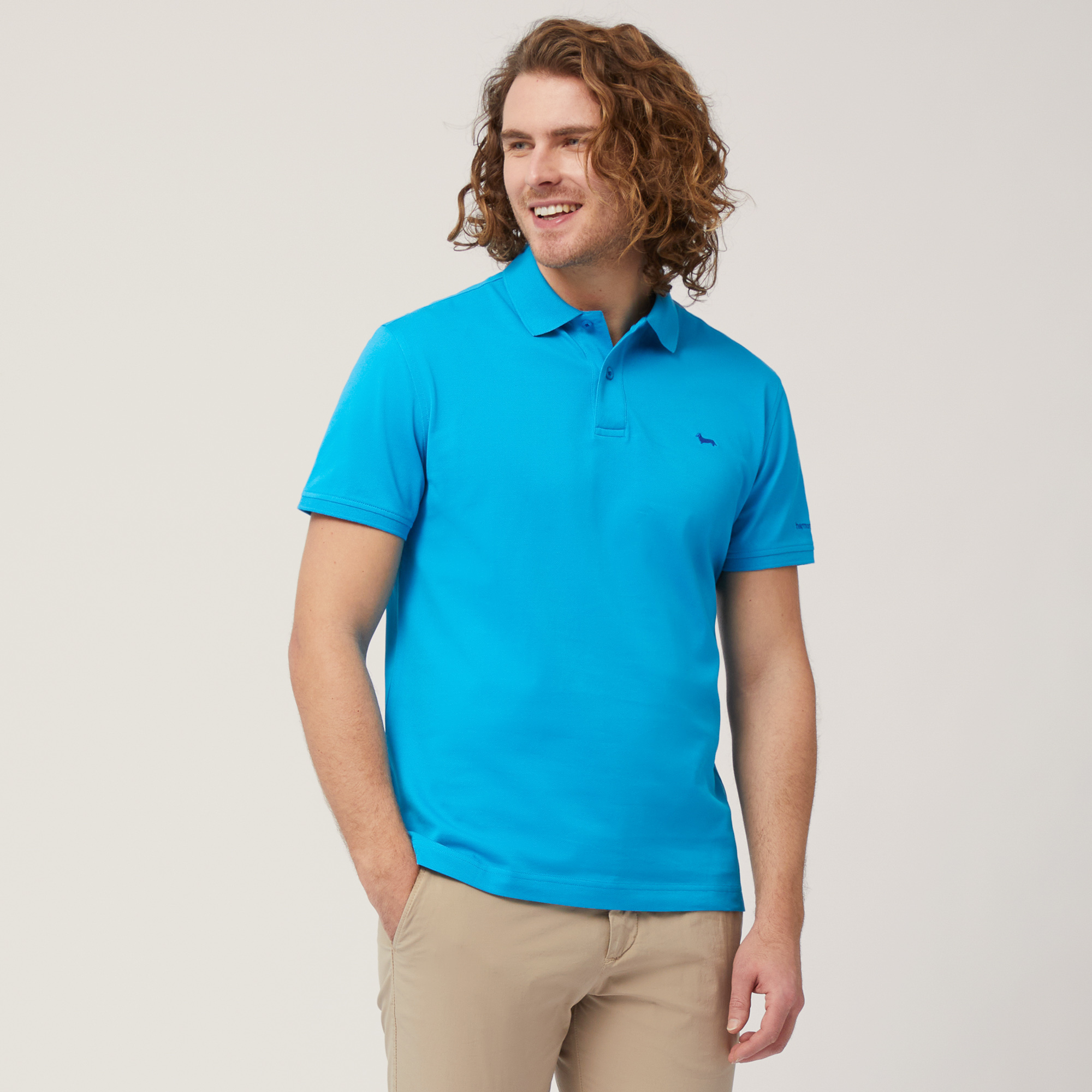 Polo with Lettering and Logo, Light Blue, large