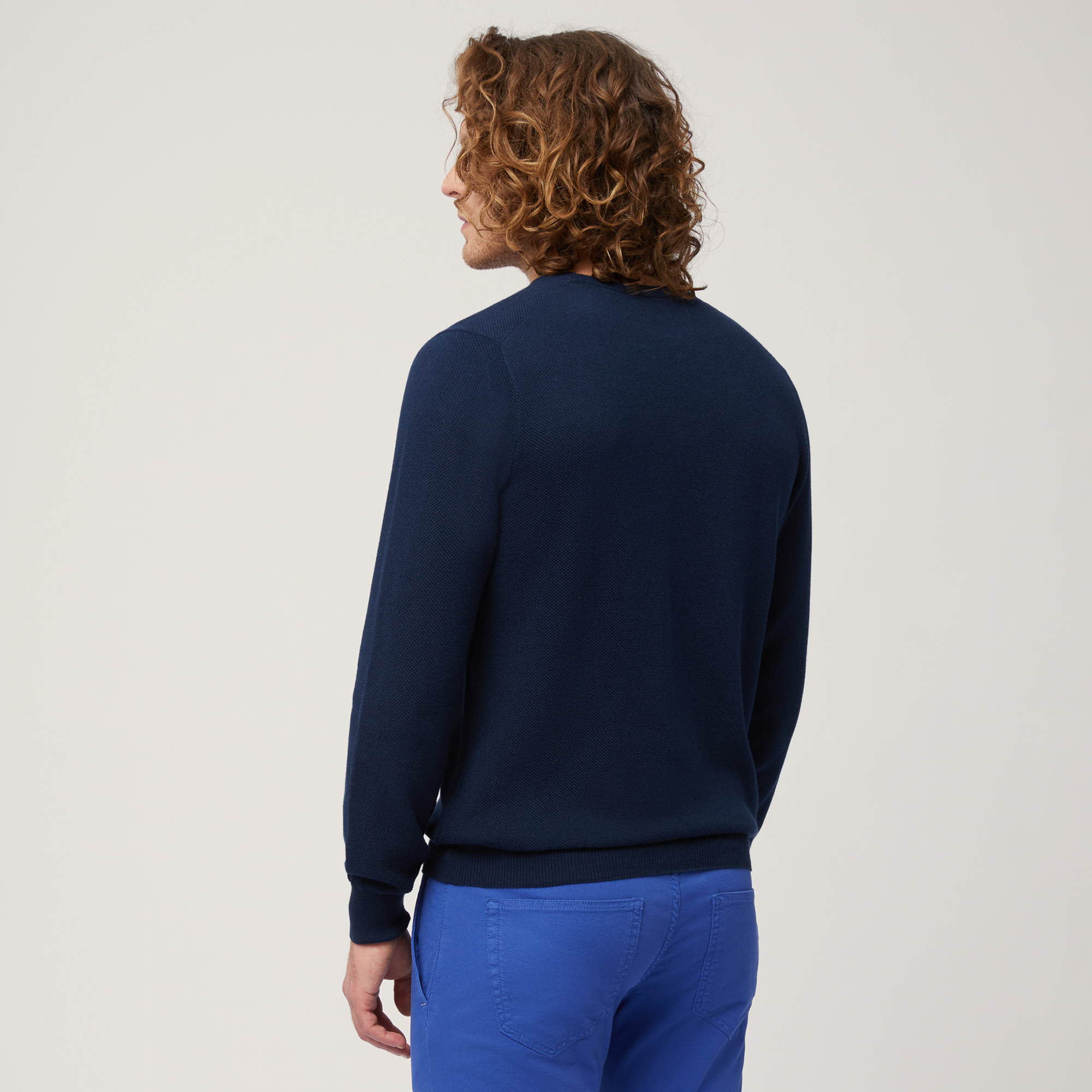 Jersey de cuello redondo con efecto 3D, Azul Noche, large image number 1