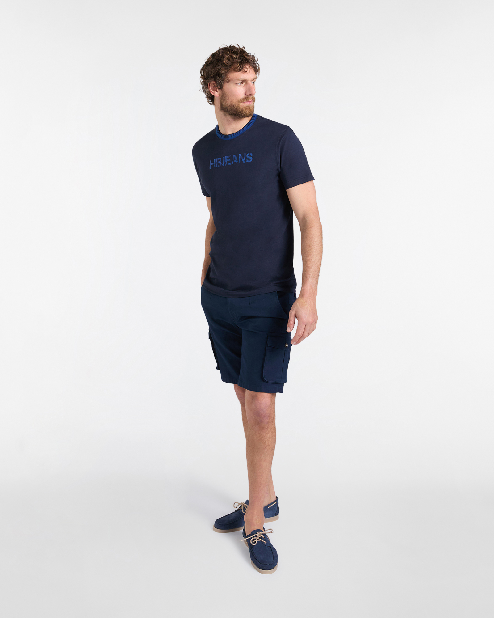 T‑shirt Uomo in Cotone con Stampa Frontale, Blu scuro, large image number 3