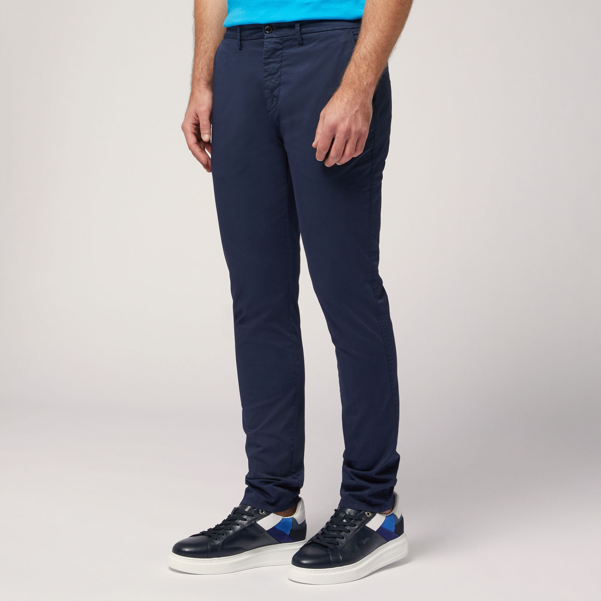 Narrow Fit Chino Pants, Blue, large image number 0