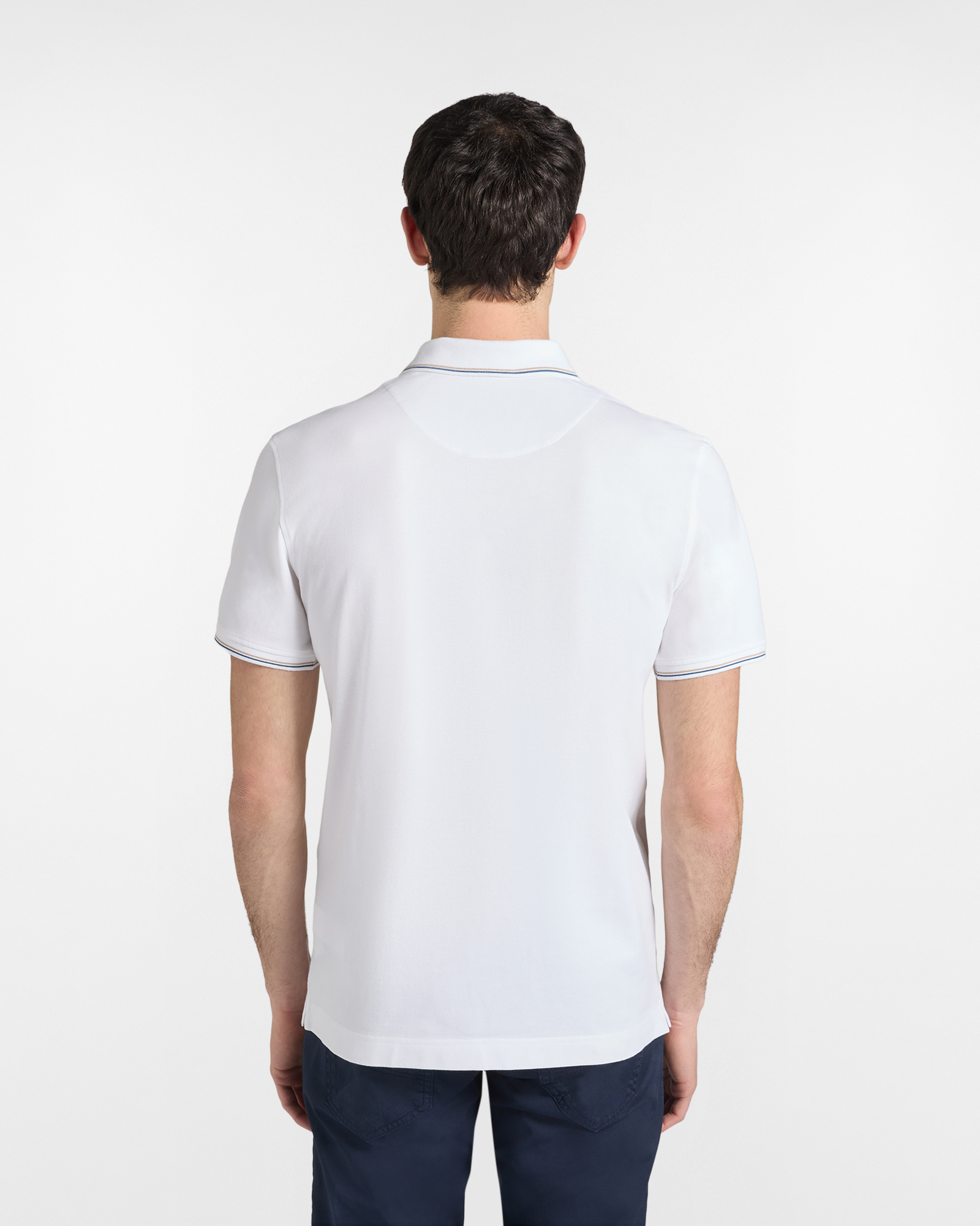 Polo de piqu&eacute; el&aacute;stico con detalles de rayas