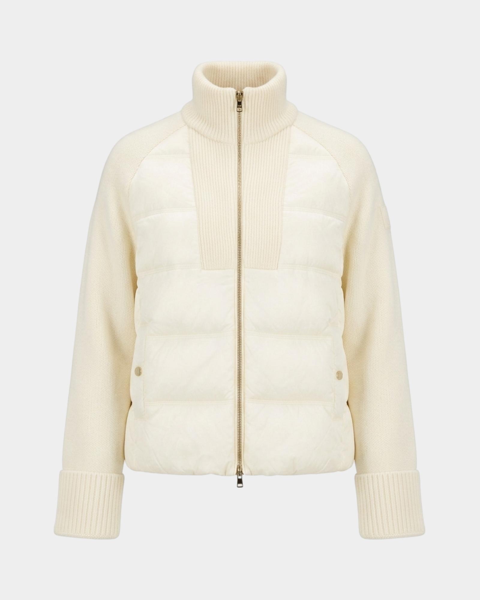 Women's  Oversize nylon and rib-knit wool jacket, WHITE, large