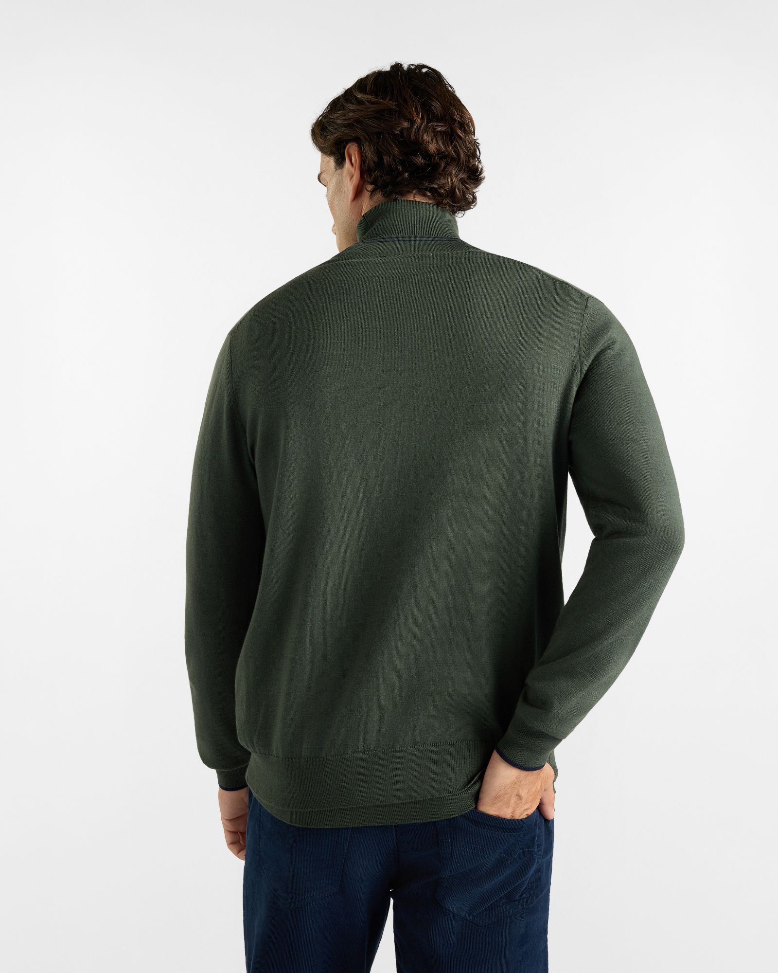Cardigan HBJ Uomo in pura lana Merino, VERDE, large
