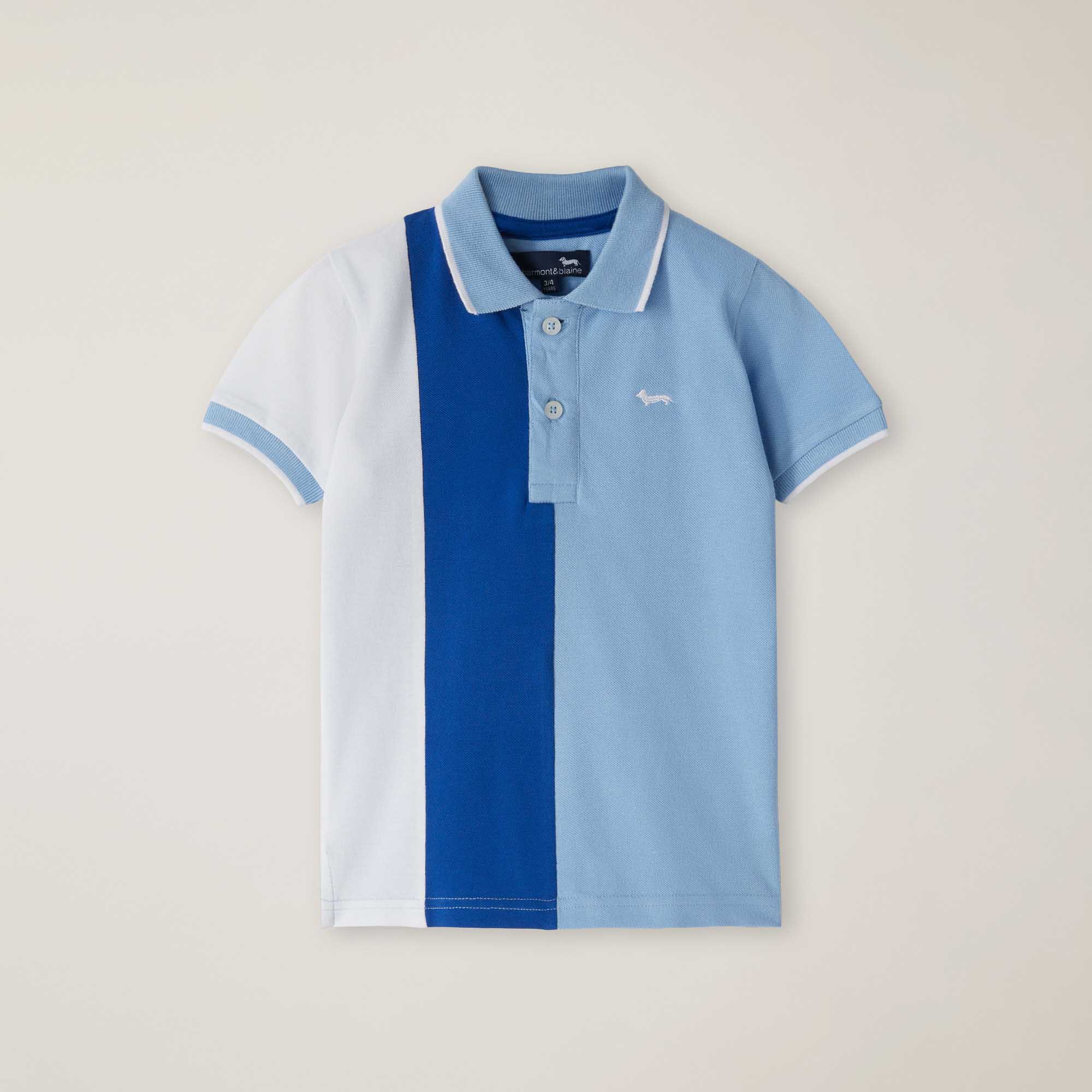 Poloshirt mit kontrastierenden Farbstreifen, BLASS-HIMMELBLAU, large image number 0