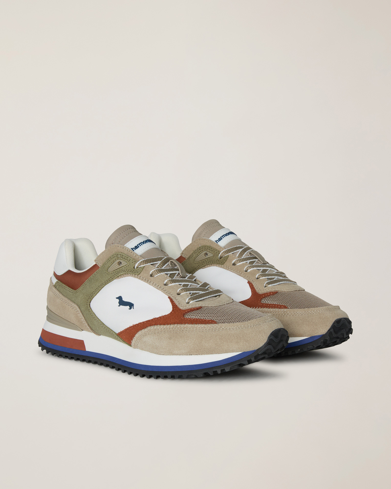Mixed-material and colors sneaker, Beige, large image number 1