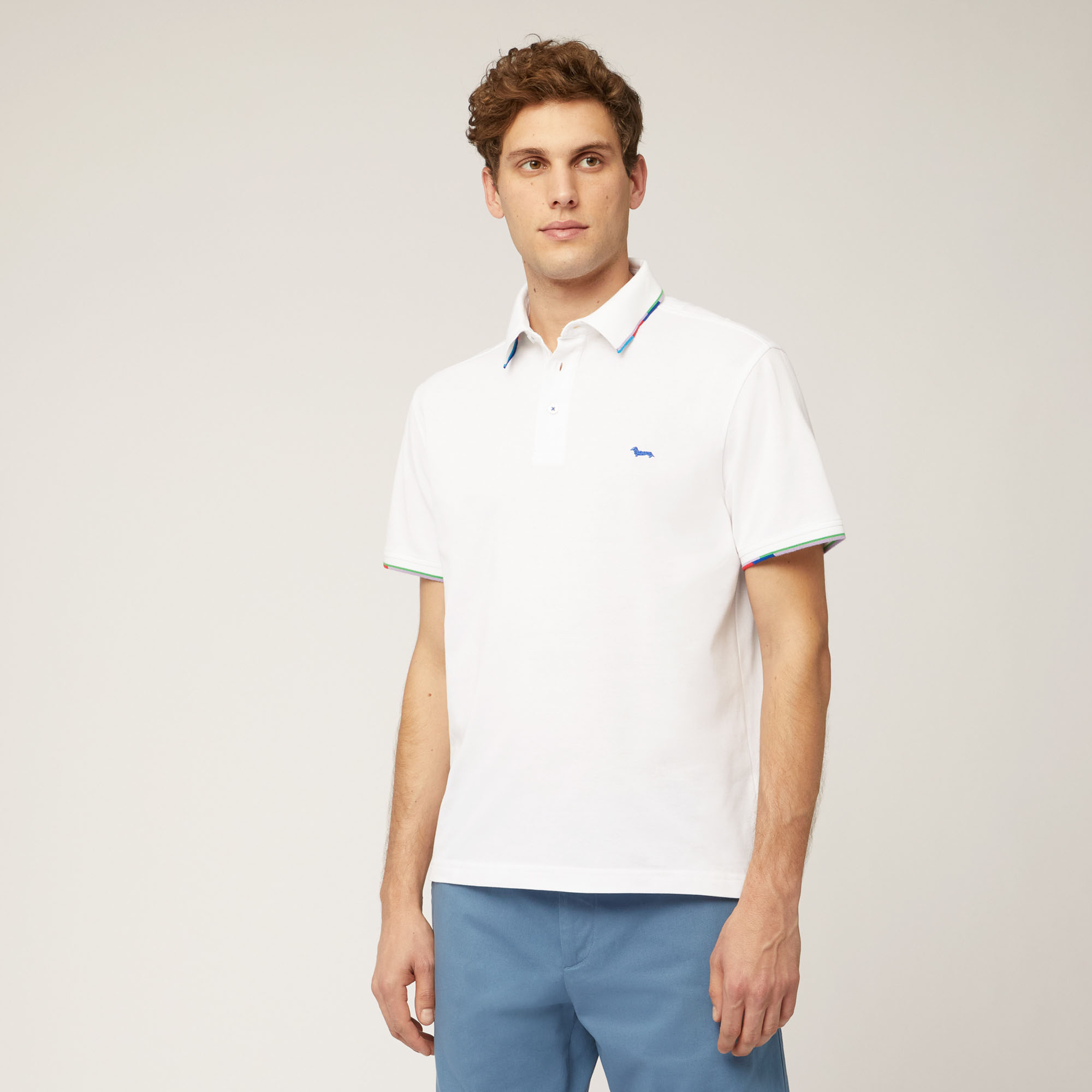 Poloshirt mit mehrfarbigen Details, Weiß, large image number 0