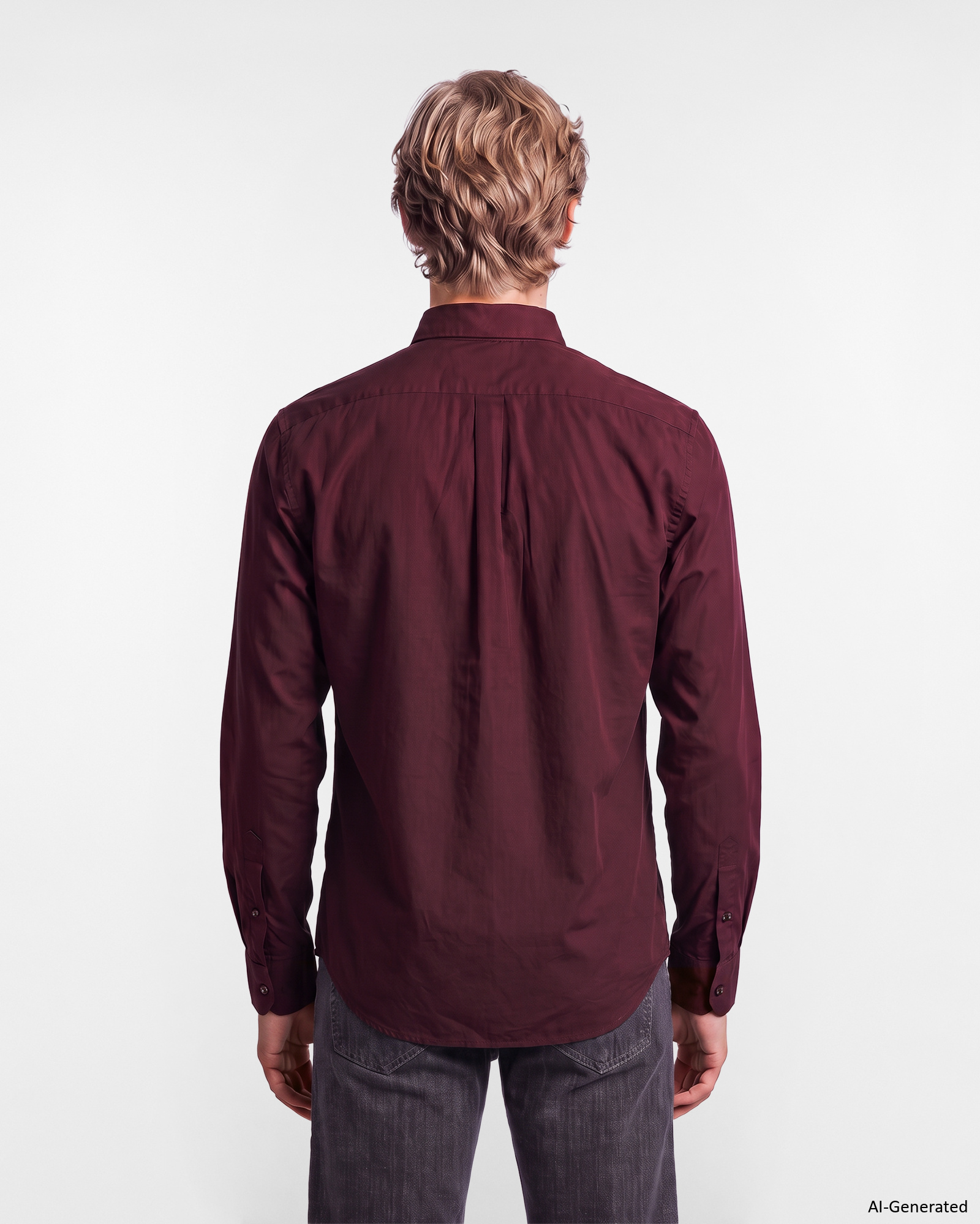 Men's regular-fit red poplin shirt, BORDEAUX, large