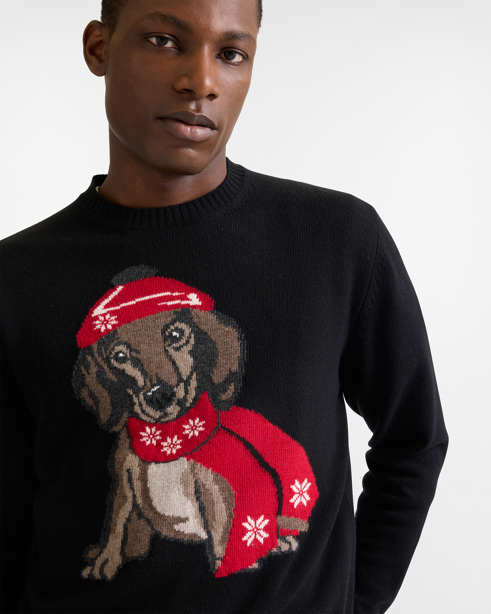 Crewneck with Dachshund Jacquard Capsule Xmas Selection, Black, large image number 2