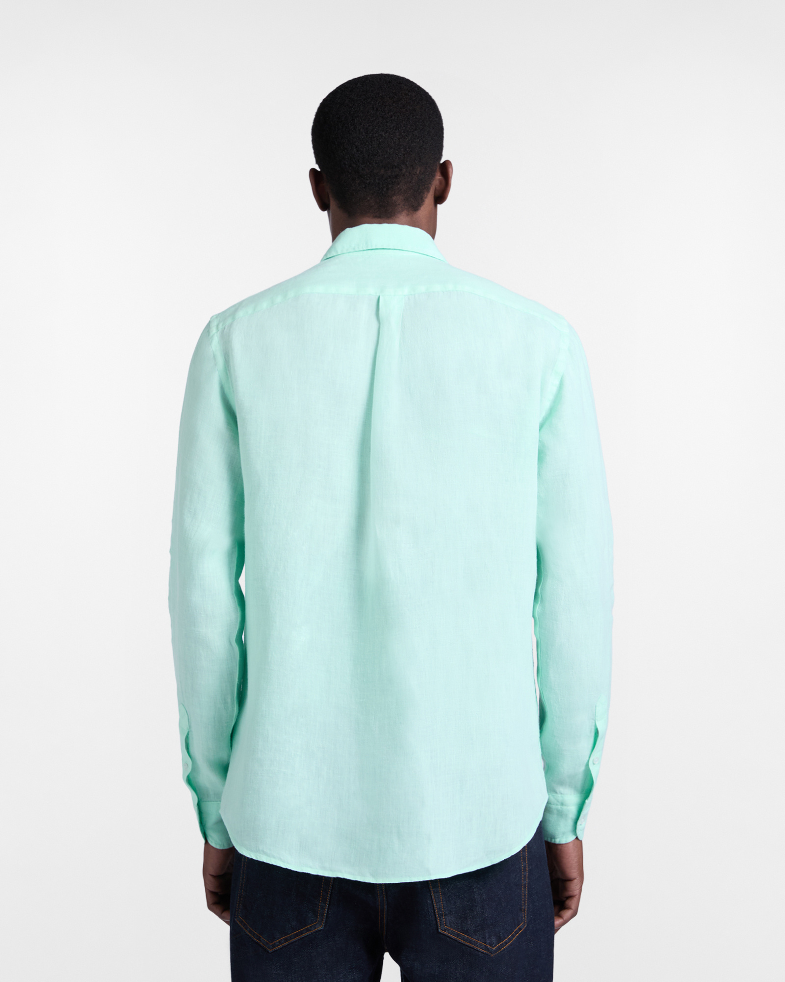 Camisa lisa de lino puro, Verde Claro, large image number 2
