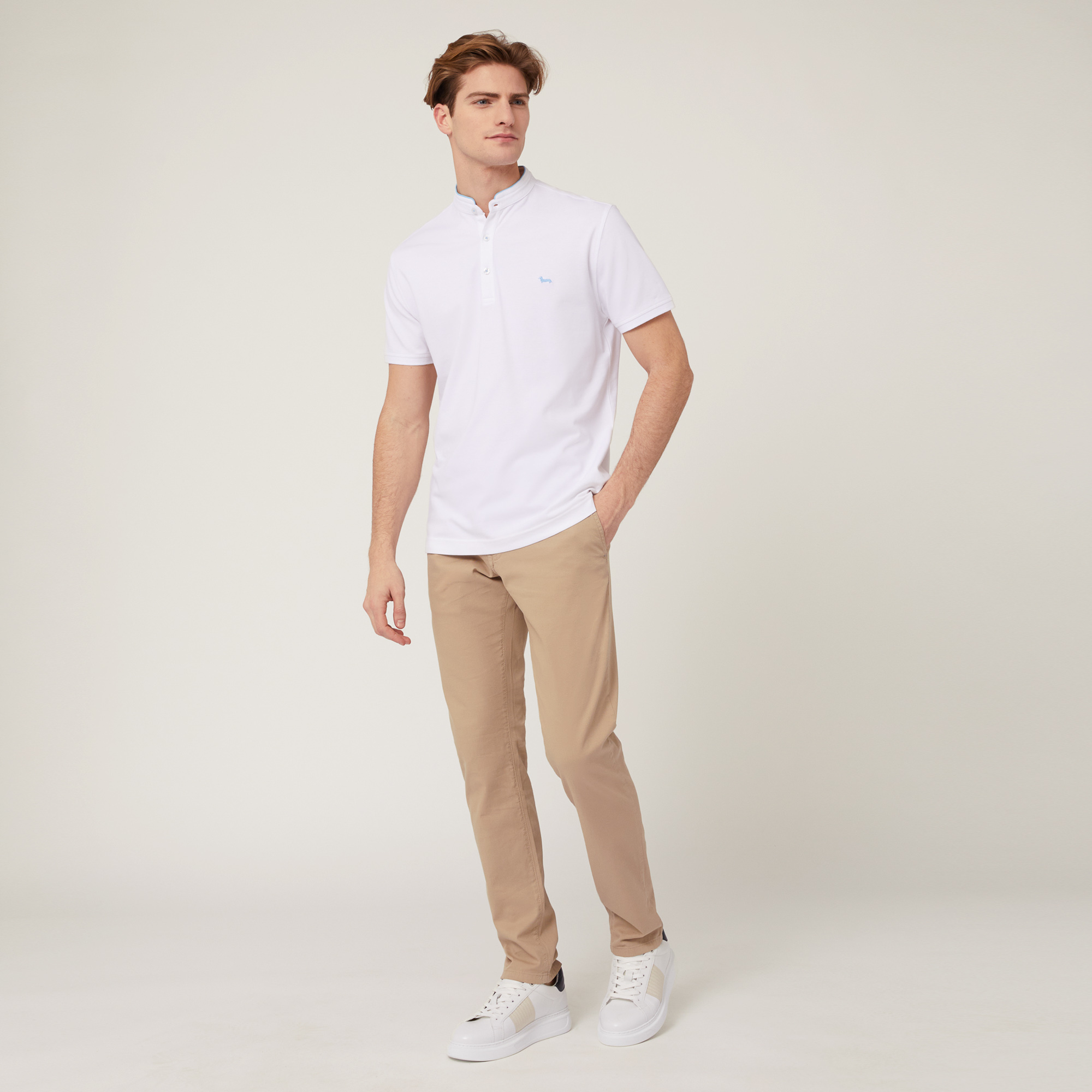 Polo with Mandarin Collar, White, large image number 3