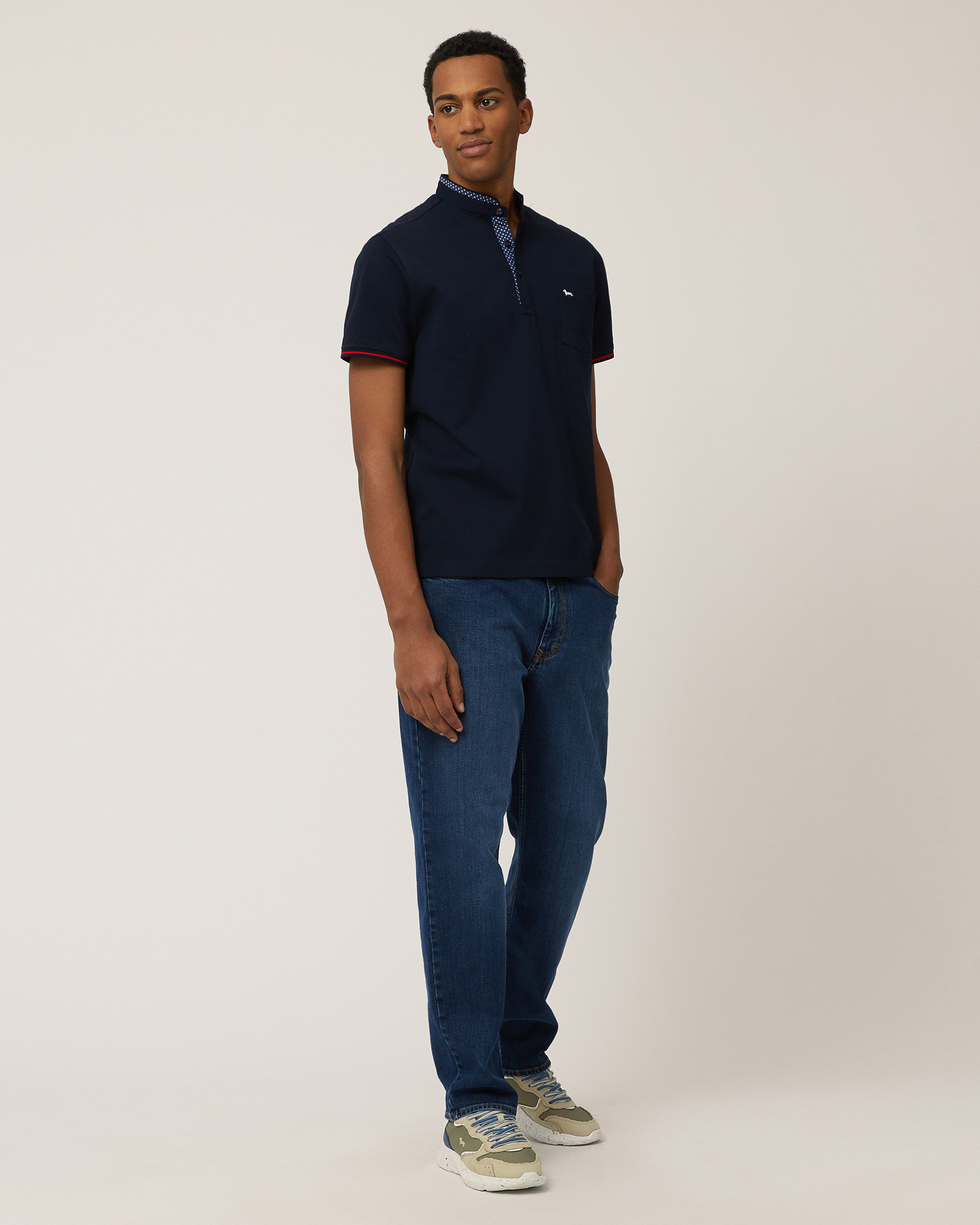 Poloshirt mit Stehkragen, Marineblau, large image number 3