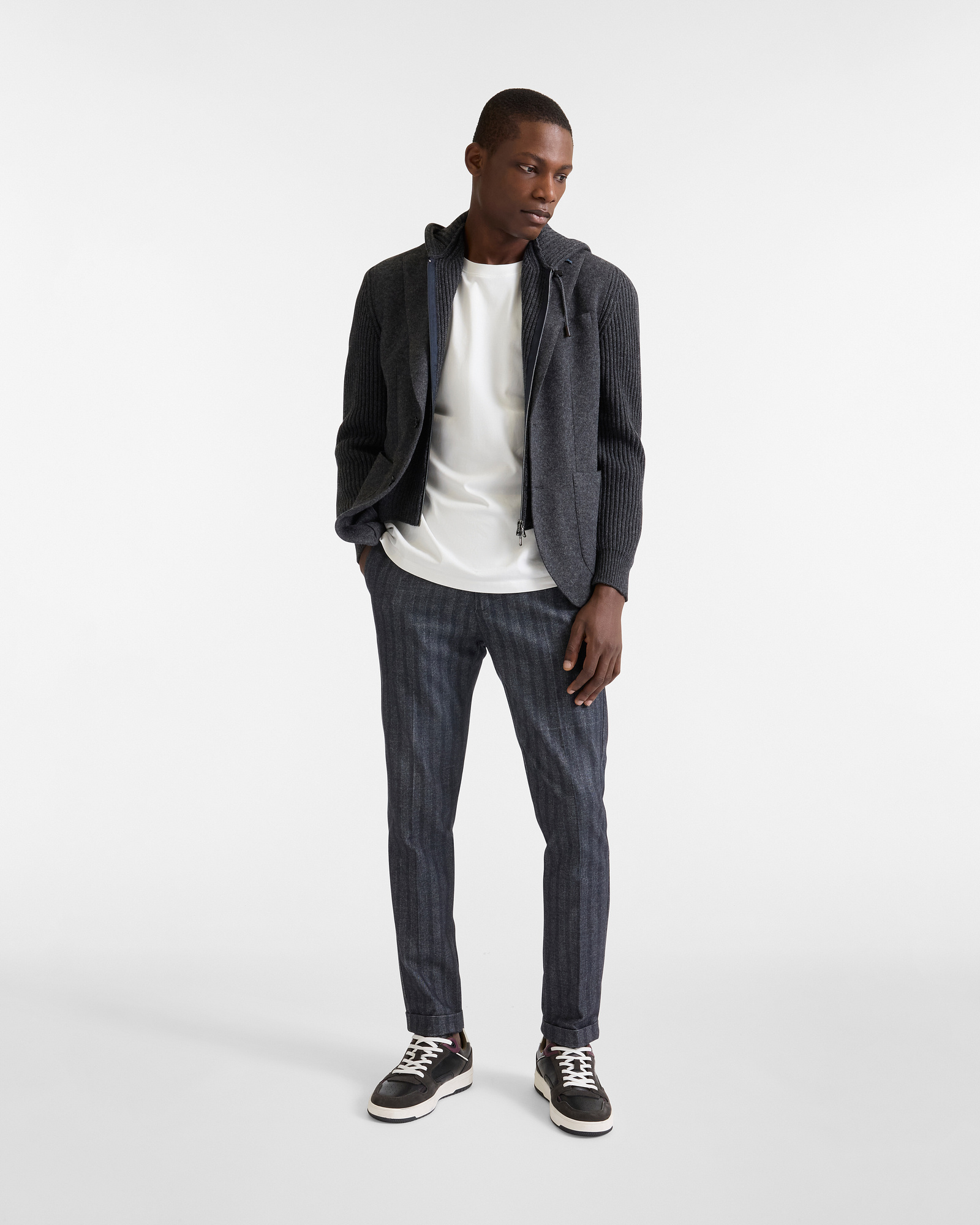 Hooded Wool Blend Jacket, Gray, large image number 3