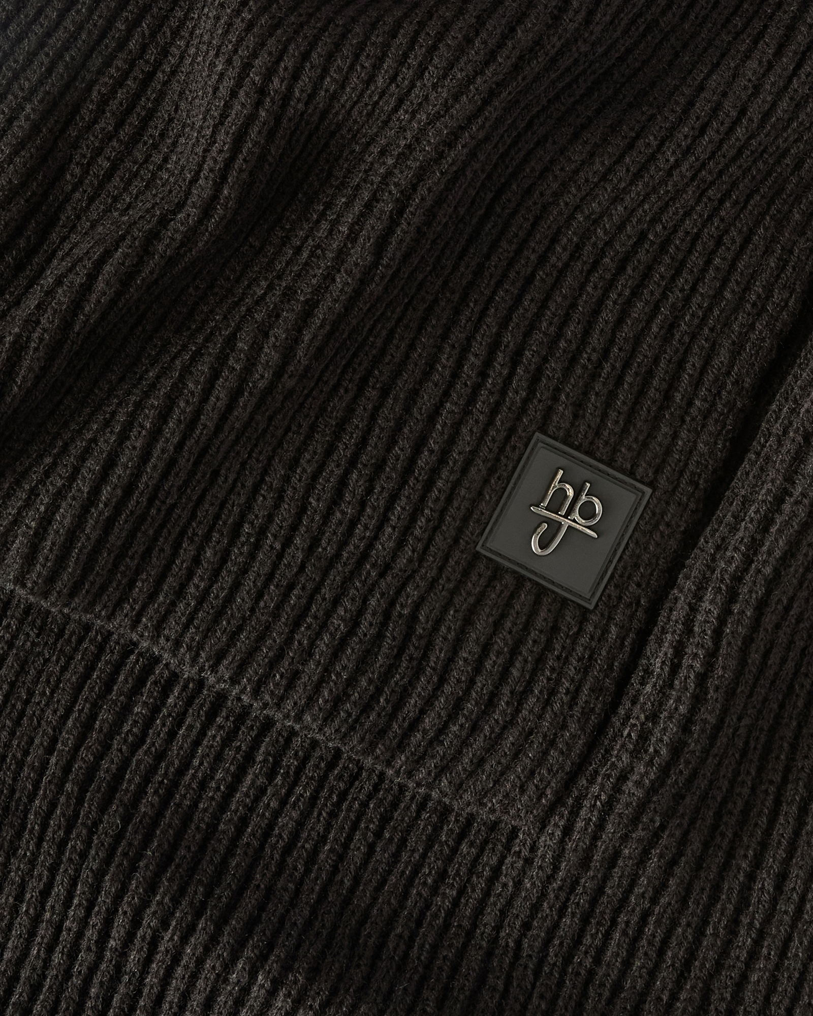 Sciarpa in Misto Lana a Coste Inglesi con Patch Logo, Nero, large image number 2
