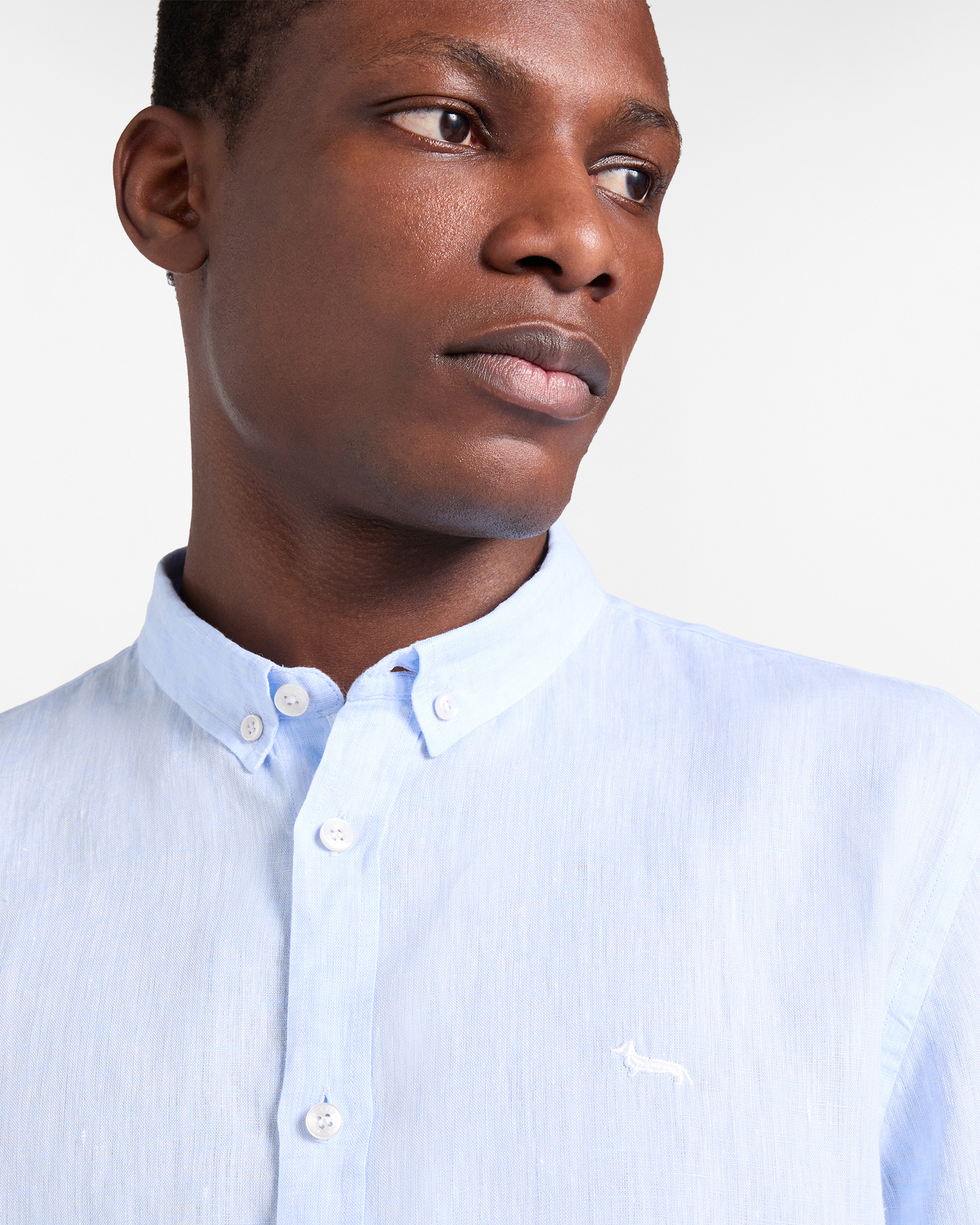 Straight-fit pure linen shirt, Celeste, large image number 2