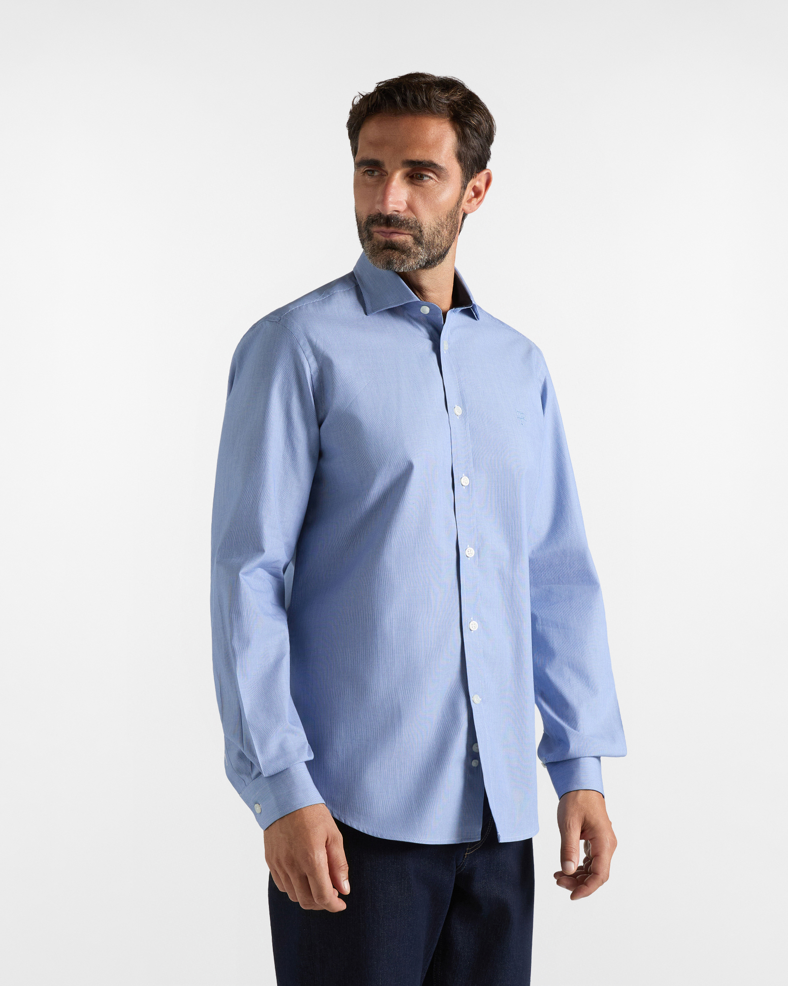 HBJ Men&rsquo;s Narrow Fit Shirt with French collar in pure sky blue cotton