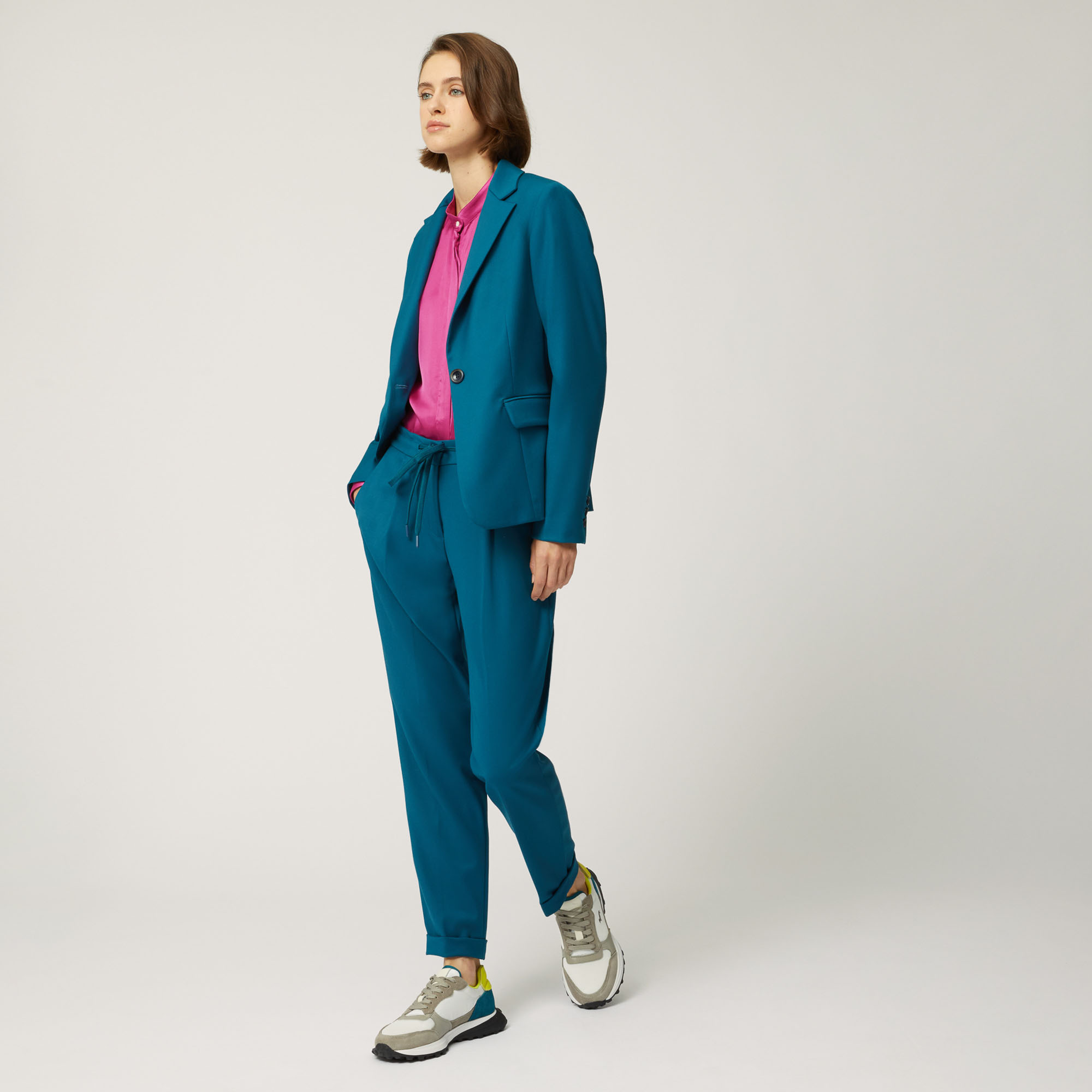 Viscose Shirt With Mandarin Collar, Fuchsia, large image number 3