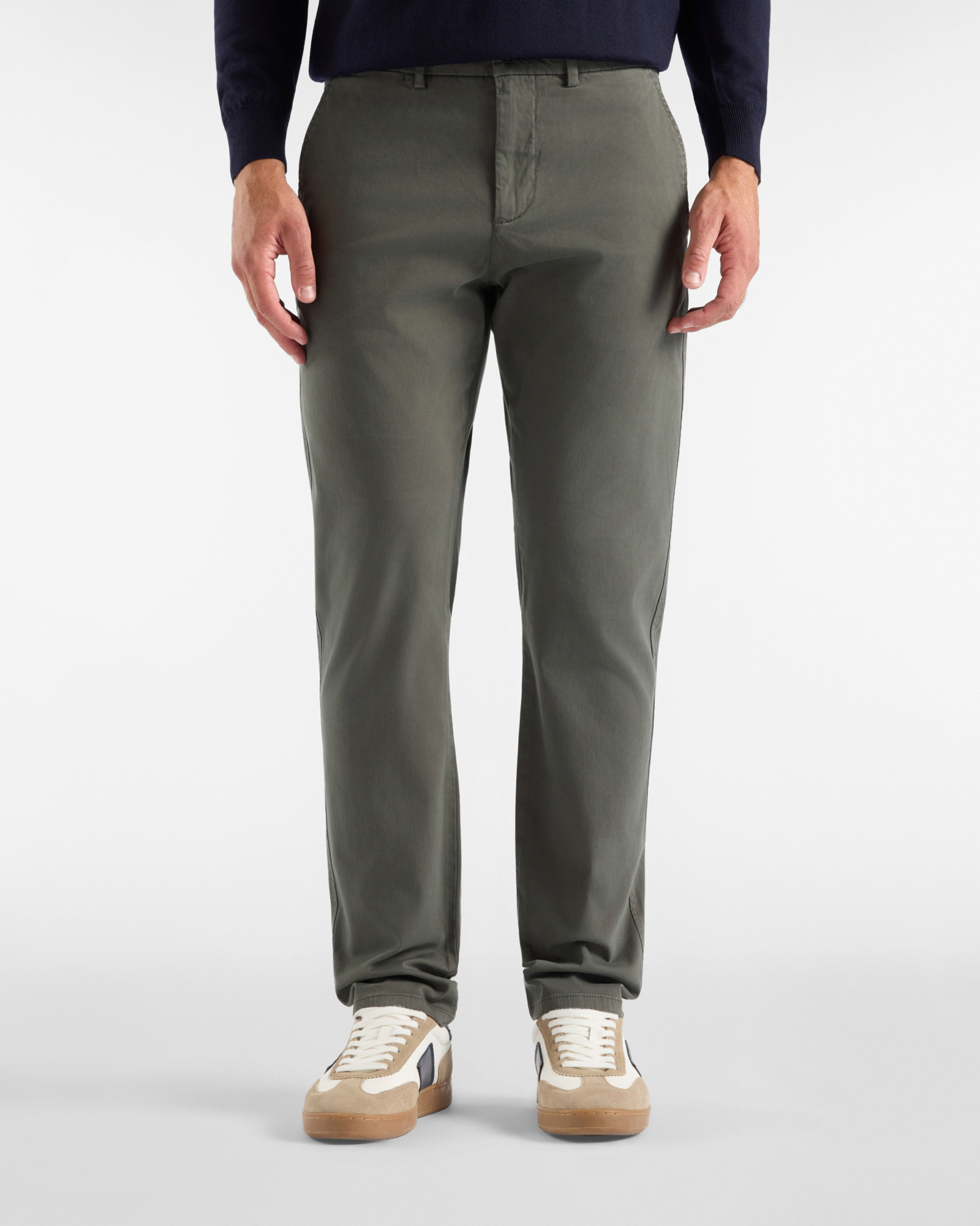 Pantalone Chino Uomo in cotone stretch verde Narrow Fit