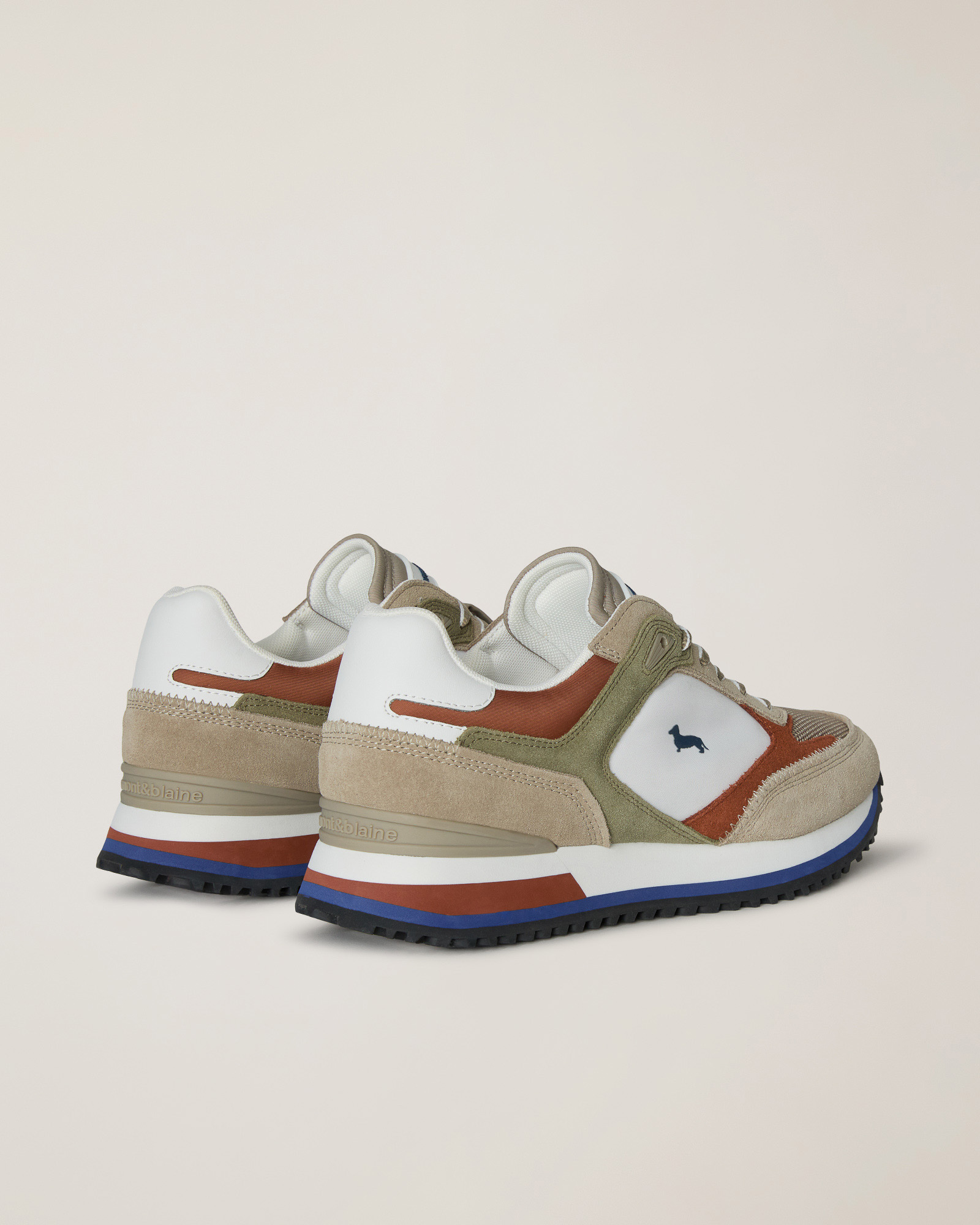 Mixed-material and colors sneaker, Beige, large image number 2